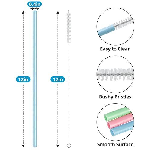 AUAUY AUAUY 6 PCS Silicone Replacement Straws for Stanley 40oz 30oz Cup, Reusable Colorful Straws Compatible with Stanley Adventure Quencher Travel Tumbler, Cup Straws with Cleaning Brush & Straw Covers