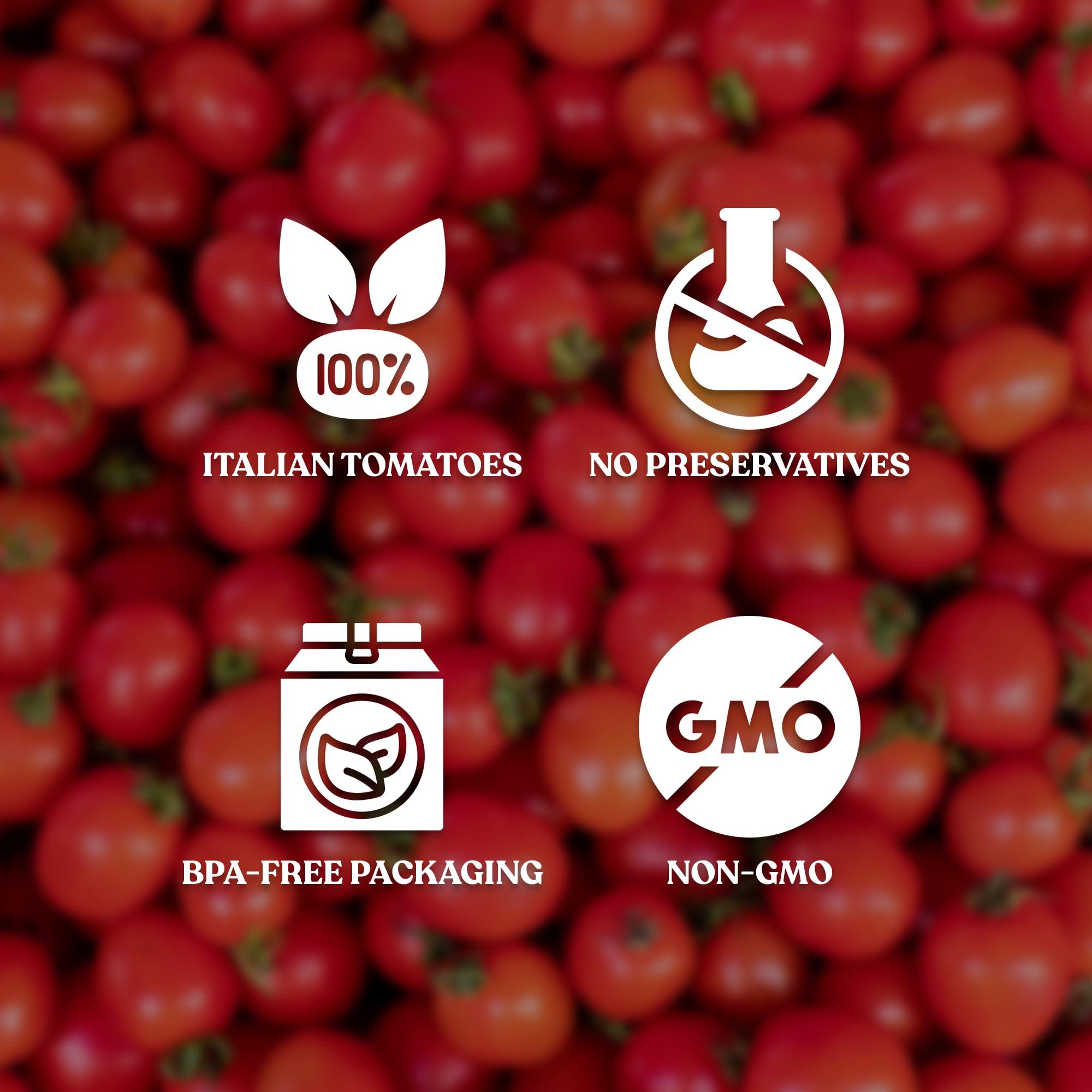 POMI\' Pom Organic Strained Tomatoes - Creamy, Velvety Puree - 100% Fresh Italian Tomatoes, Made in Italy - No additives, Kosher, Non-GMO, USDA Certified Organic - 26.46oz BPA-Free Carton (Pack of 12)