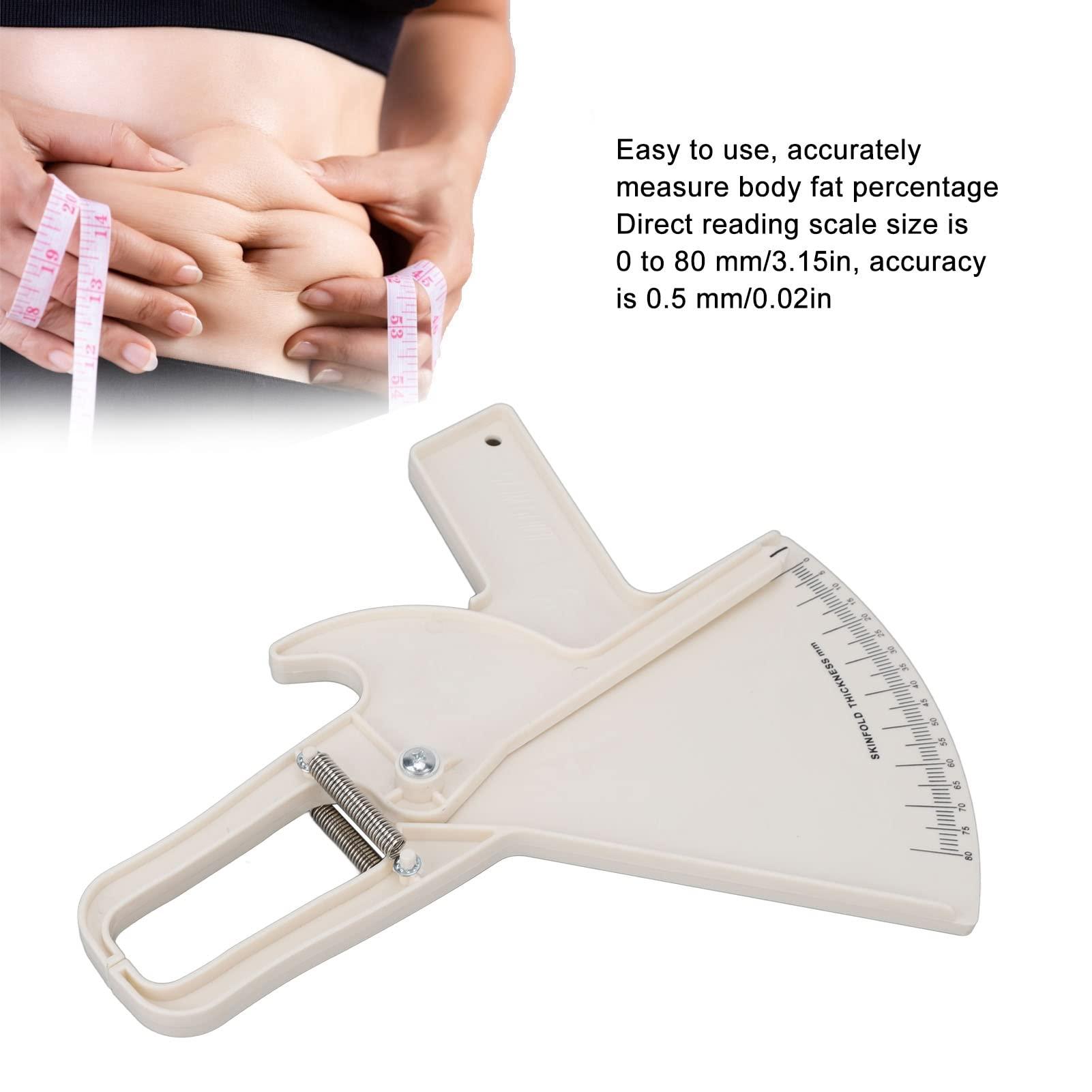 ZJchao Body Fat Caliper, Professional Double Spring Skinfold Calipers and Body Fat Tape Measure Tool for Accurately Measuring BMI Skin Fold Fitness(White)