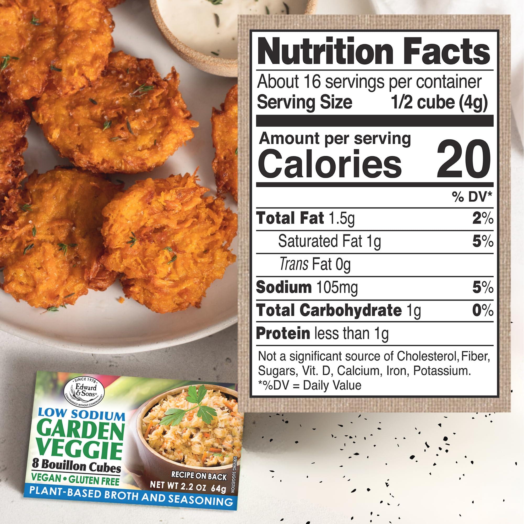 Edward & Sons Edward & Son\'s Low Sodium Garden Veggie Bouillon Cubes - Organic Vegetable Bouillon, Vegan Broth Cube, Stock Cubes for Soup & Stew - 2.2 Oz, 12 Pack