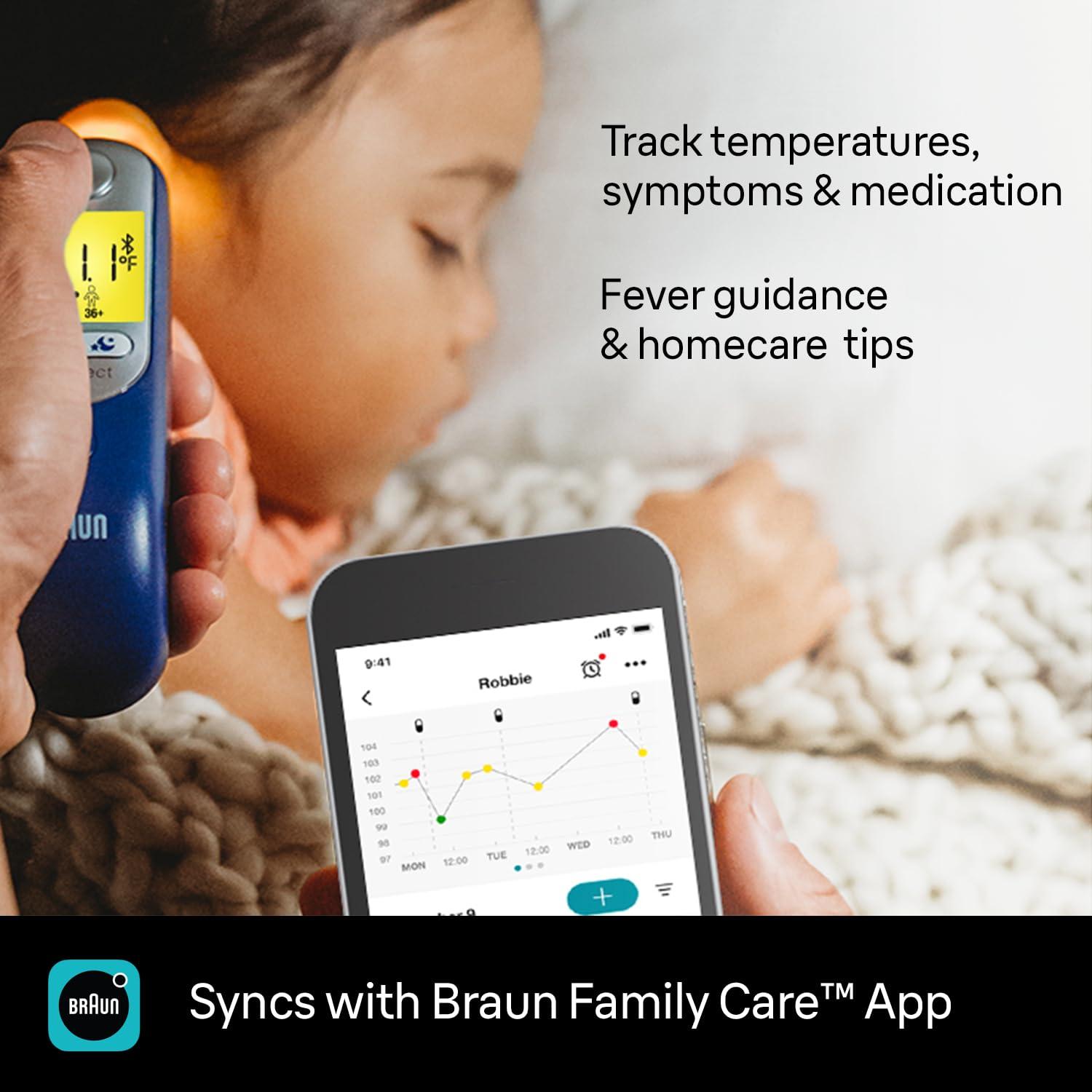 Braun Braun ThermoScan 7+ Connect Digital Ear Thermometer - Family Care App Compatible, Age Precision Technology, Color-Coded Digital Display, No. 1 Brand Recommended by Pediatricians, FSA and HSA Eligible