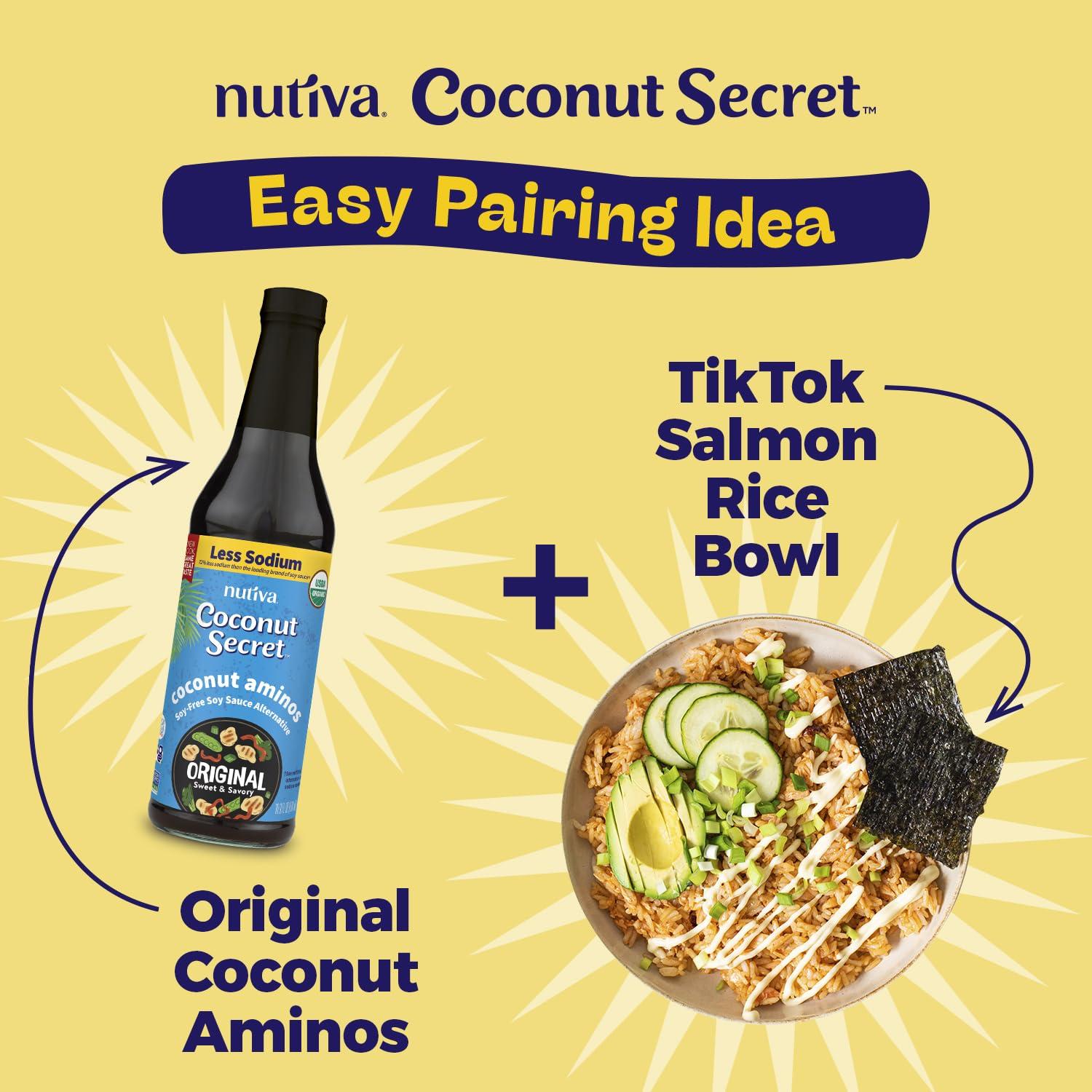 COCONUT SECRET Coconut Secret, Organic Liquid Coconut Aminos, 8 fl oz (pack of 3), All-Purpose Seasoning Sauce & Marinade, Soy-Free Soy Sauce Alternative, Low Sodium, Low Glycemic, Vegan & Gluten Free Stir Fry Sauce