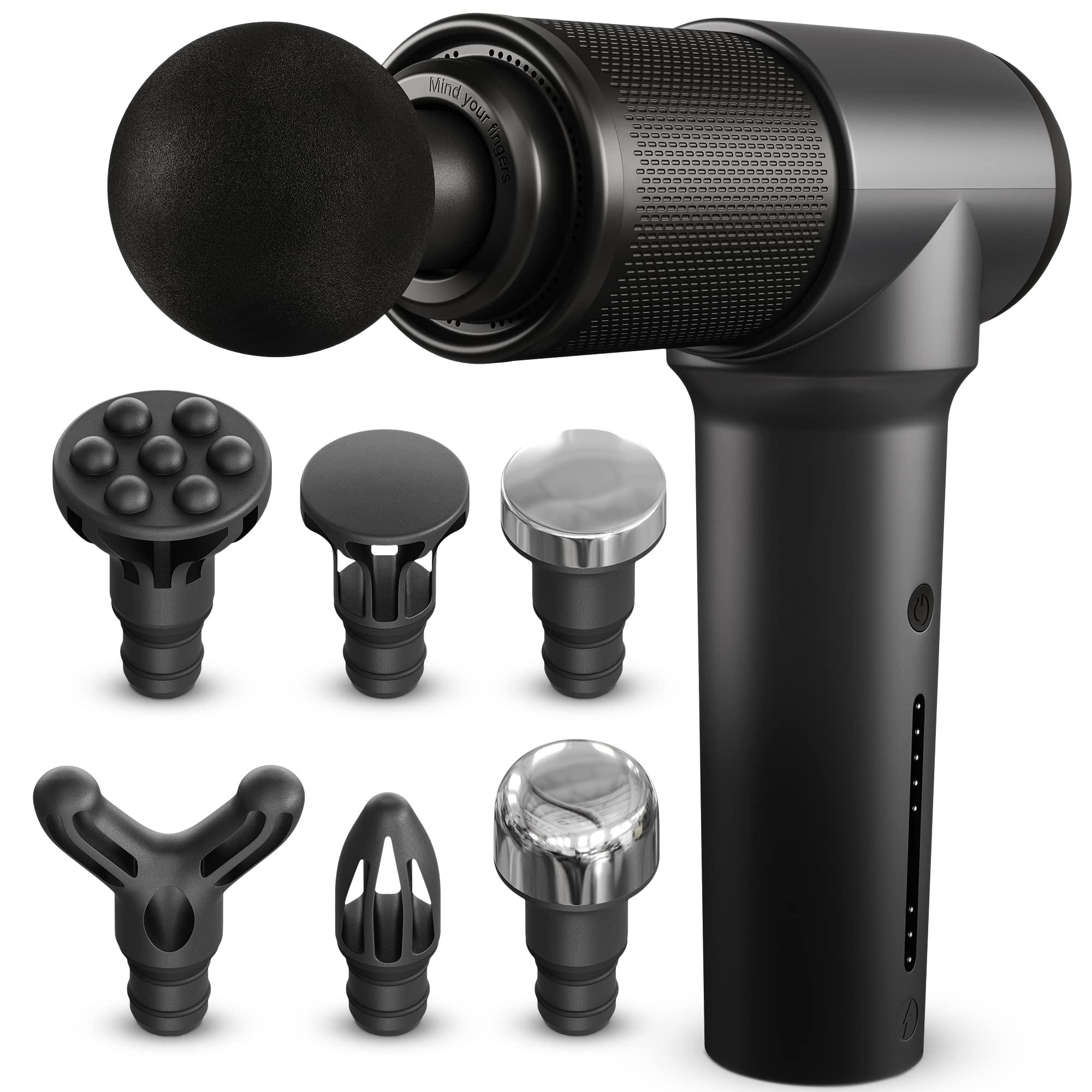 Turonic Turonic GM5 Handheld Massage Gun - Deep Tissue Percussion Massager, 20 Speeds, 7 Heads, Quiet, Powerful, Portable, Cordless, Rechargeable for Athletes, Personal Use, Shoulder, Leg, Foot, Back, Body