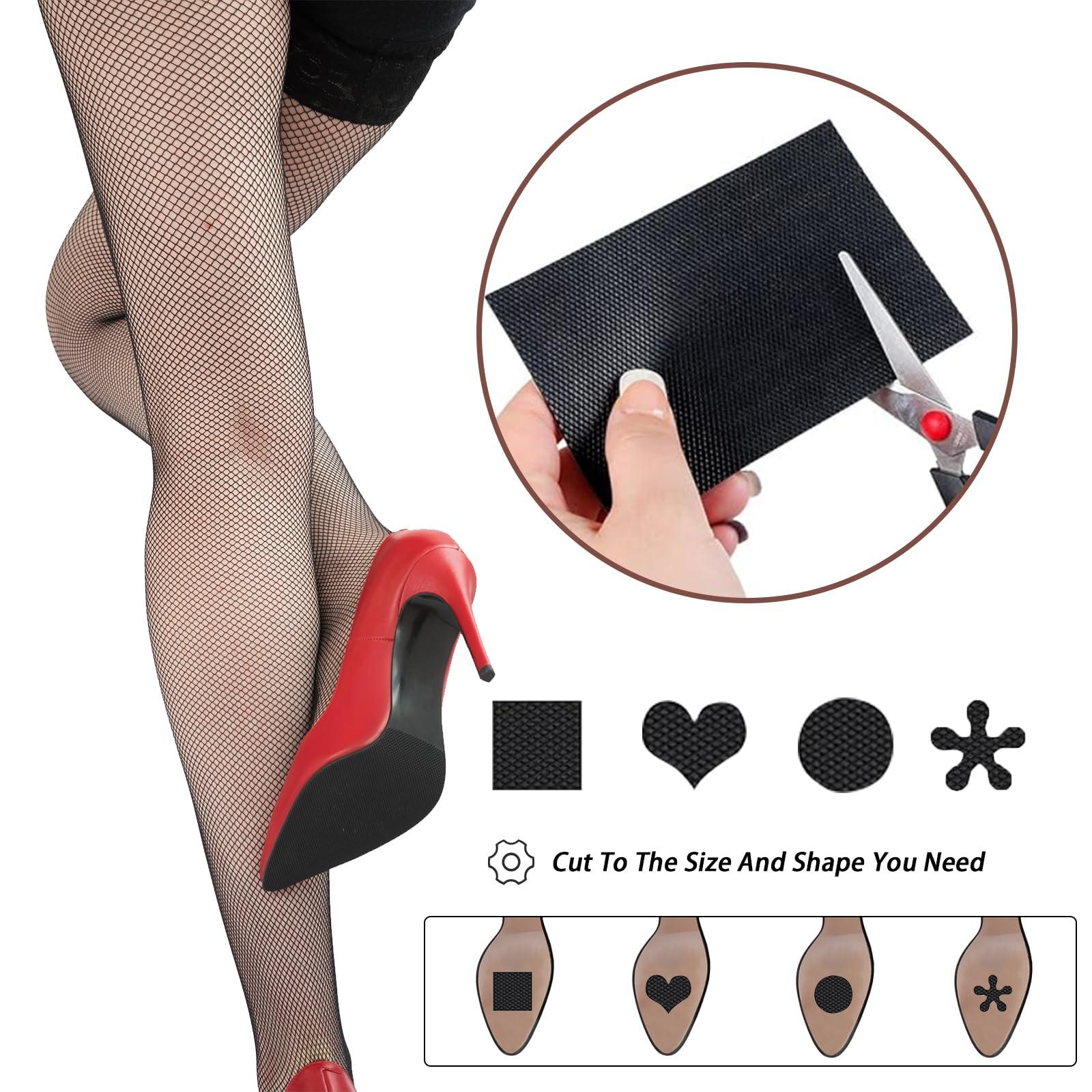 Mowyem 4Pcs Shoe Bottom Grip Protector,Shoes Sole Rubber Protectors Non Slip,Self-Adhesive Shoe Sole Grips High Heels Non Slip for Shoes (Black+Beige)
