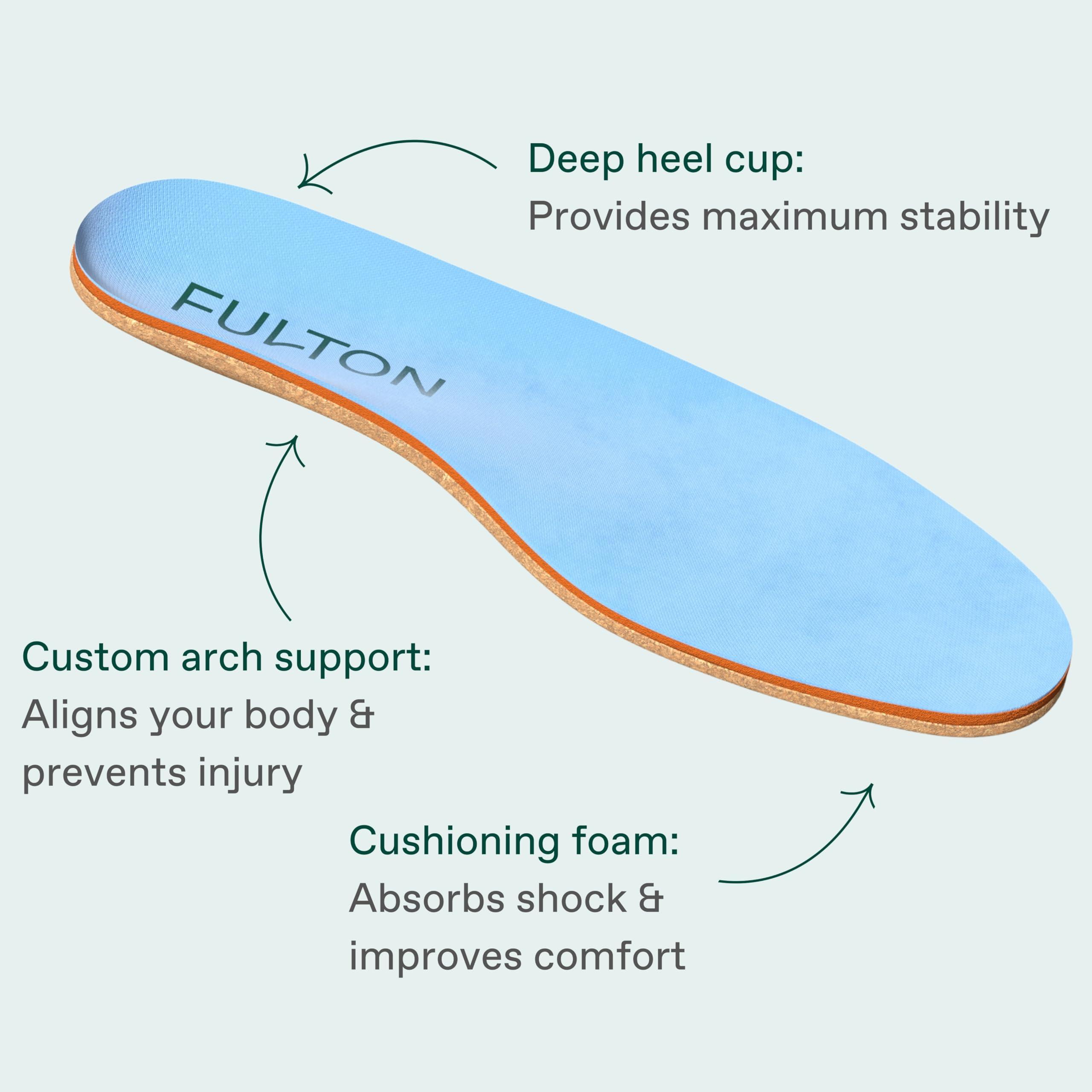 Fulton Fulton Insoles Women\'s Active Inserts with Custom Molding - Cork & Shock Absorption for Stability - Athletic Running Insoles for Women Prevent Overpronation, Pain & Shin Splints (Women\'s Size 4.5-5)