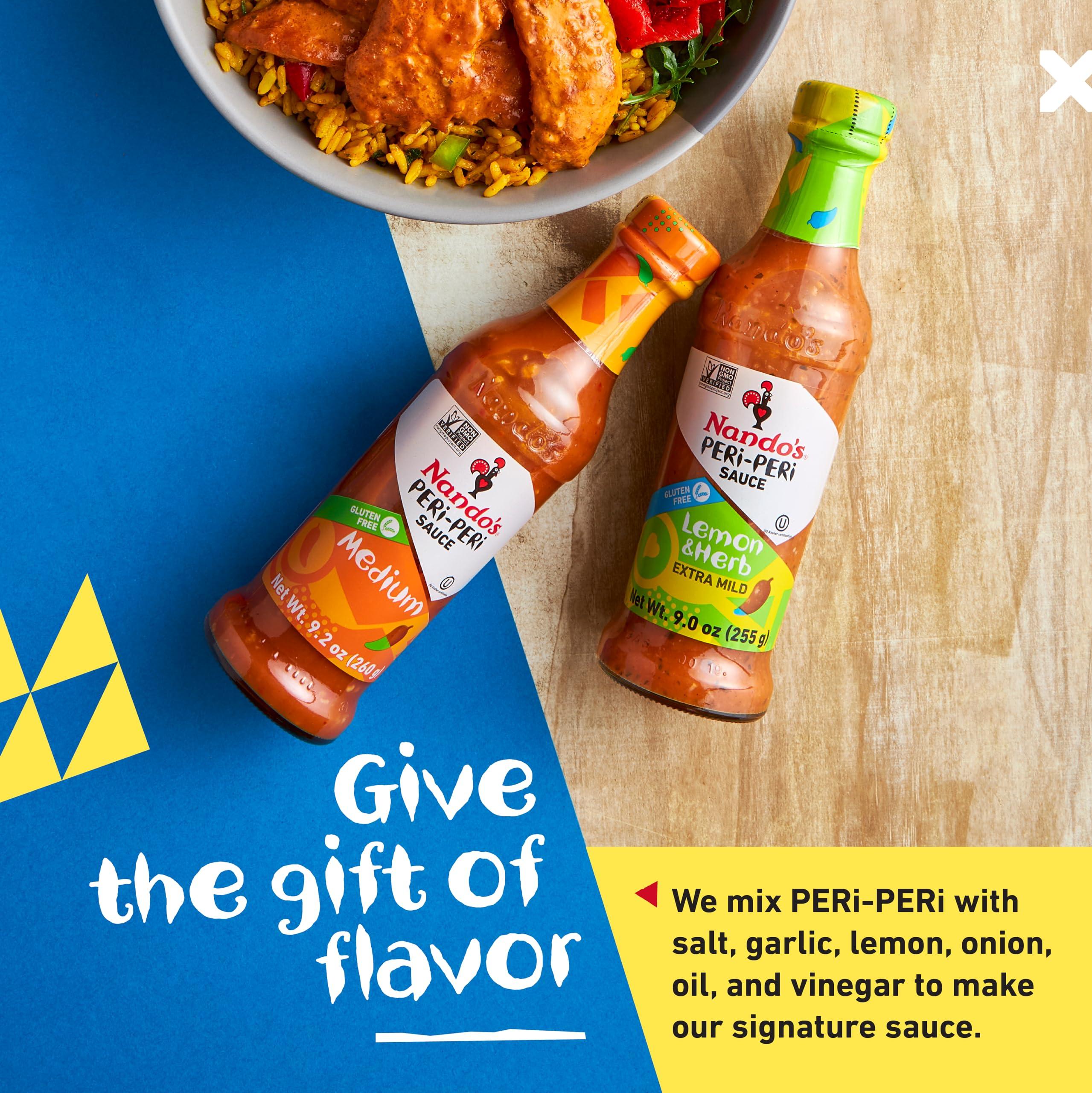 NANDO\'S PERI-PERI Nandos PERi-PERi Hot Sauce Gift Set - Spicy Sauces, Seasoning or Marinade for Meat or Veg - Food Gifts for Couples, Perfect Presents for Men or Women, No Artificial Colors or Flavors - Limited Edition