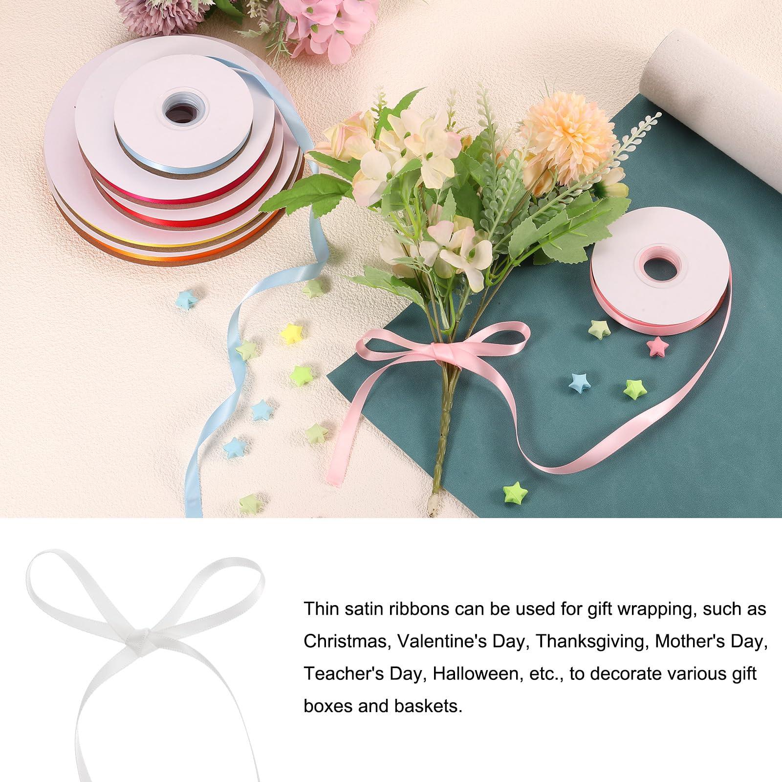 Rebower Rebower 1/4 Inch 25 Yard Satin Ribbon Thick Double Face Grosgrain Silk Ribbon, [for Gift Wrapping, Hair Bows, Wedding, Cake, Flower] - White
