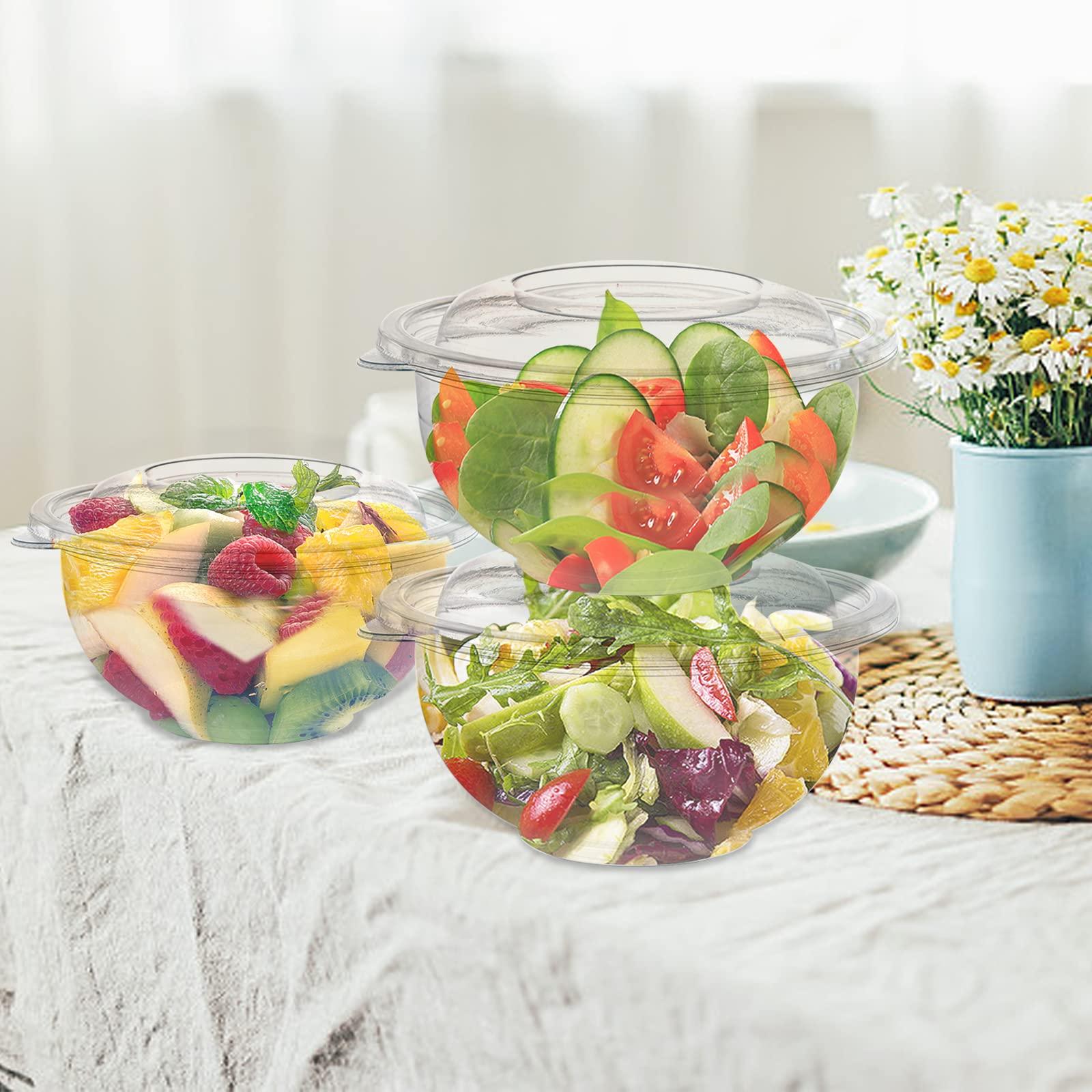 Cedilis Cedilis 50 Pack 16oz Plastic Salad Bowls with Lids, Small Clear Disposable Containers for Salad Meal Prep, Perfect for Picnics or as a To-Go Serving Bowl