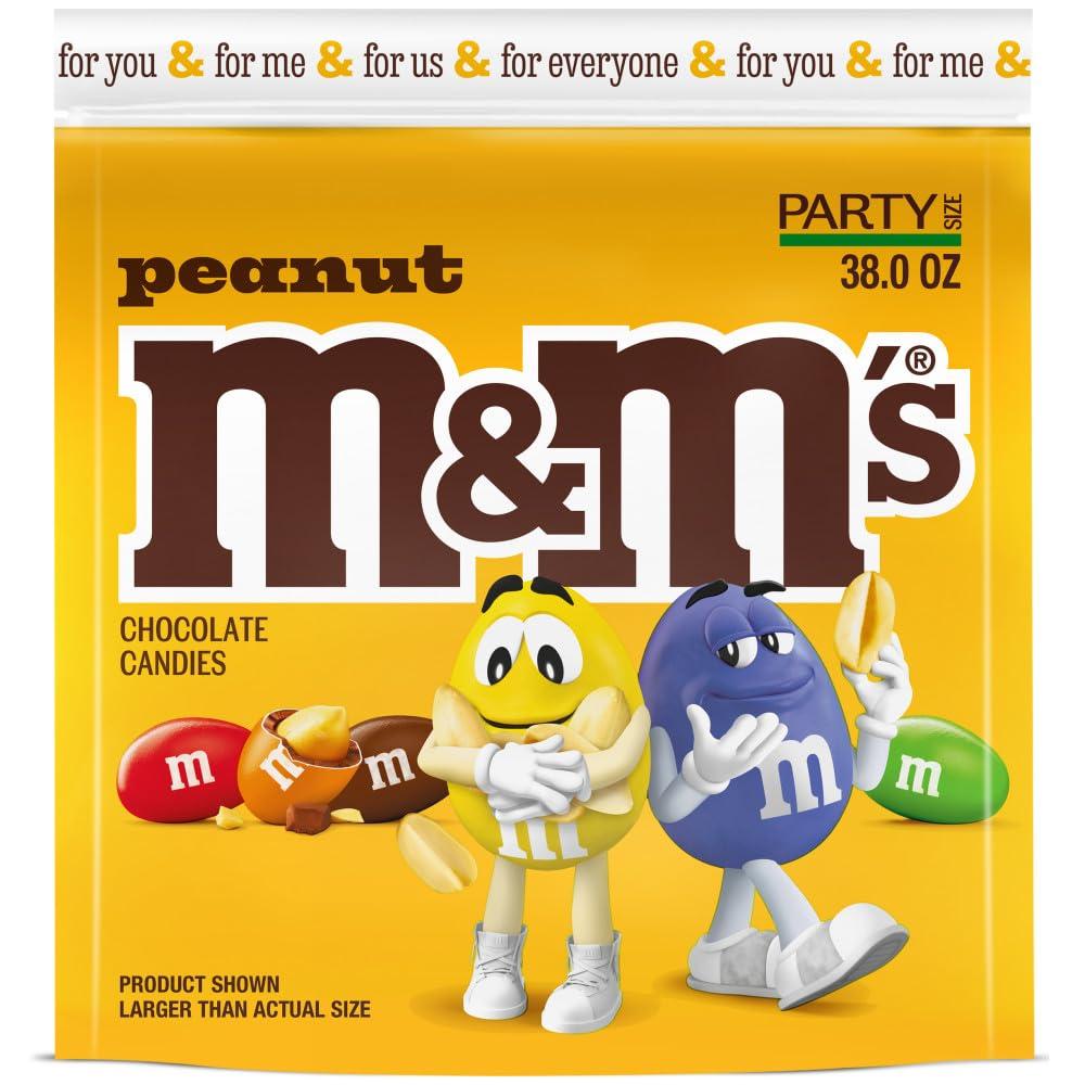 M&M'S M&M\'S Peanut Milk Chocolate Candy Bulk Pack, Party Size, 38 oz Bag