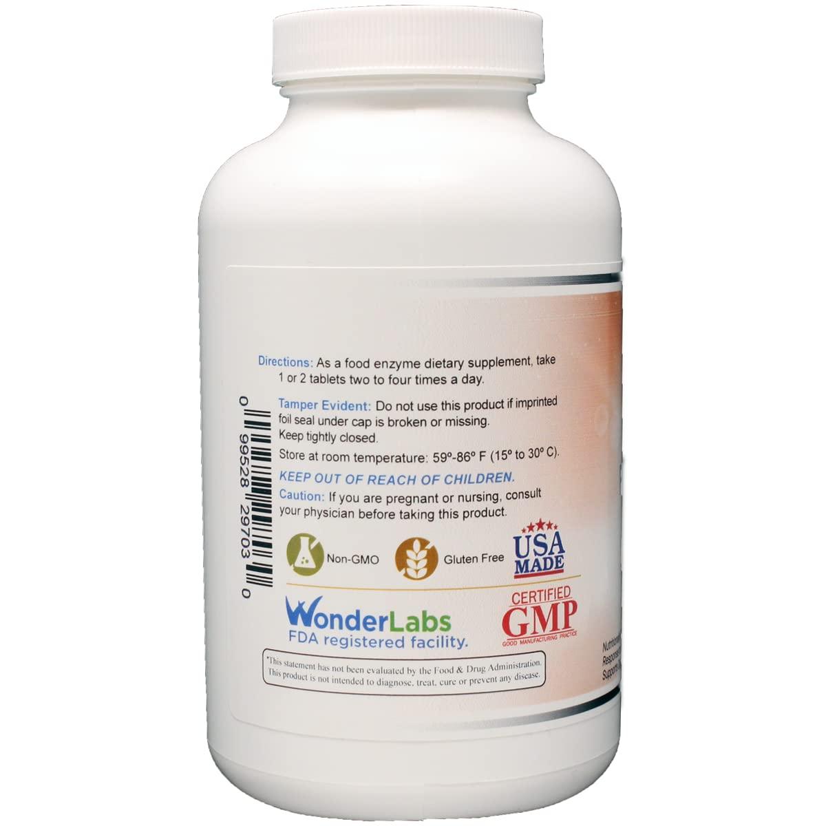 Wonder Laboratories Wonder Laboratories Proteolytic Enzymes | Bromelain Papain Pancreatin Trypsin 550 mg Total with Standardized Amylase, Lipase, and Protease, 300 Tablets