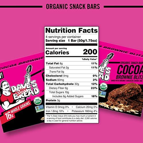 Dave\'s Killer Bread Dave\'s Killer Bread Cocoa Brownie Blitz Organic Snack Bars, 4 Individually Wrapped Snack Bars (Pack of 1)