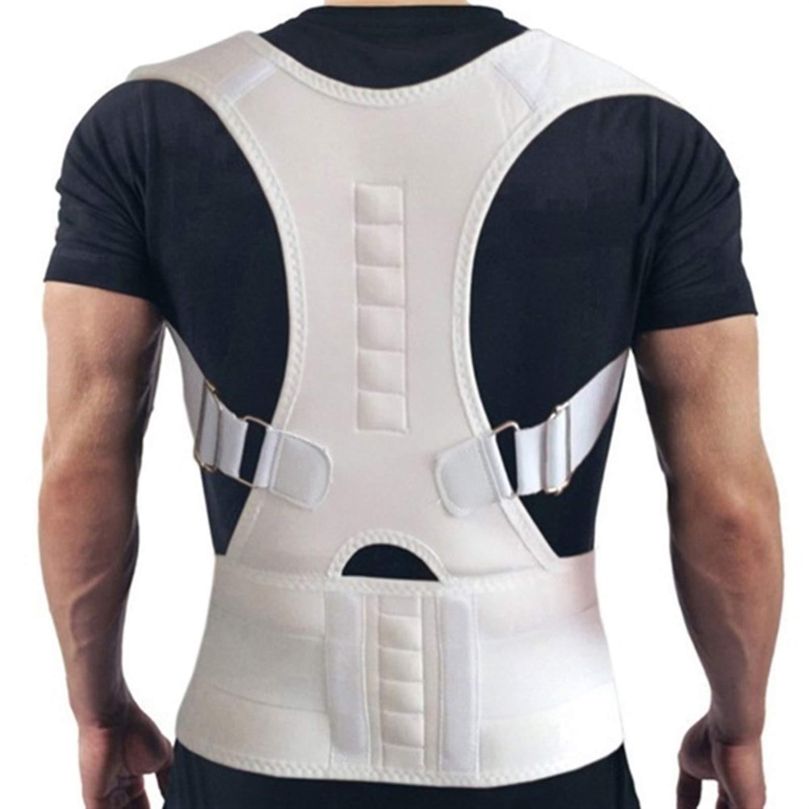 SADDPA DSMYYXGS Magnetic Back Posture Corrector Clvicle Spine Corrector Prevent Slouching Adjustable Back Support Brace Back Straightener Corset (Color : White, Size : Large)