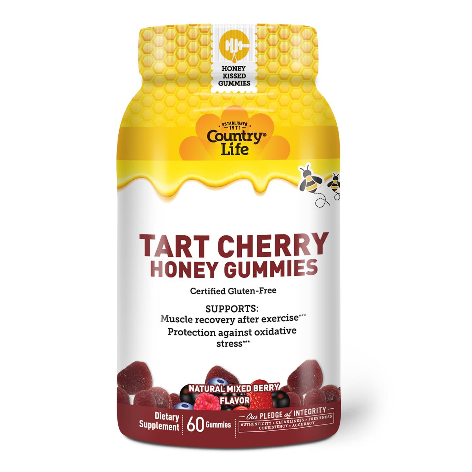 Country Life Country Life Tart Cherry Honey Gummies - Non-GMO - Certified Gluten Free - Certified Vegetarian by AVA to Support Muscle Recovery After Exercise***