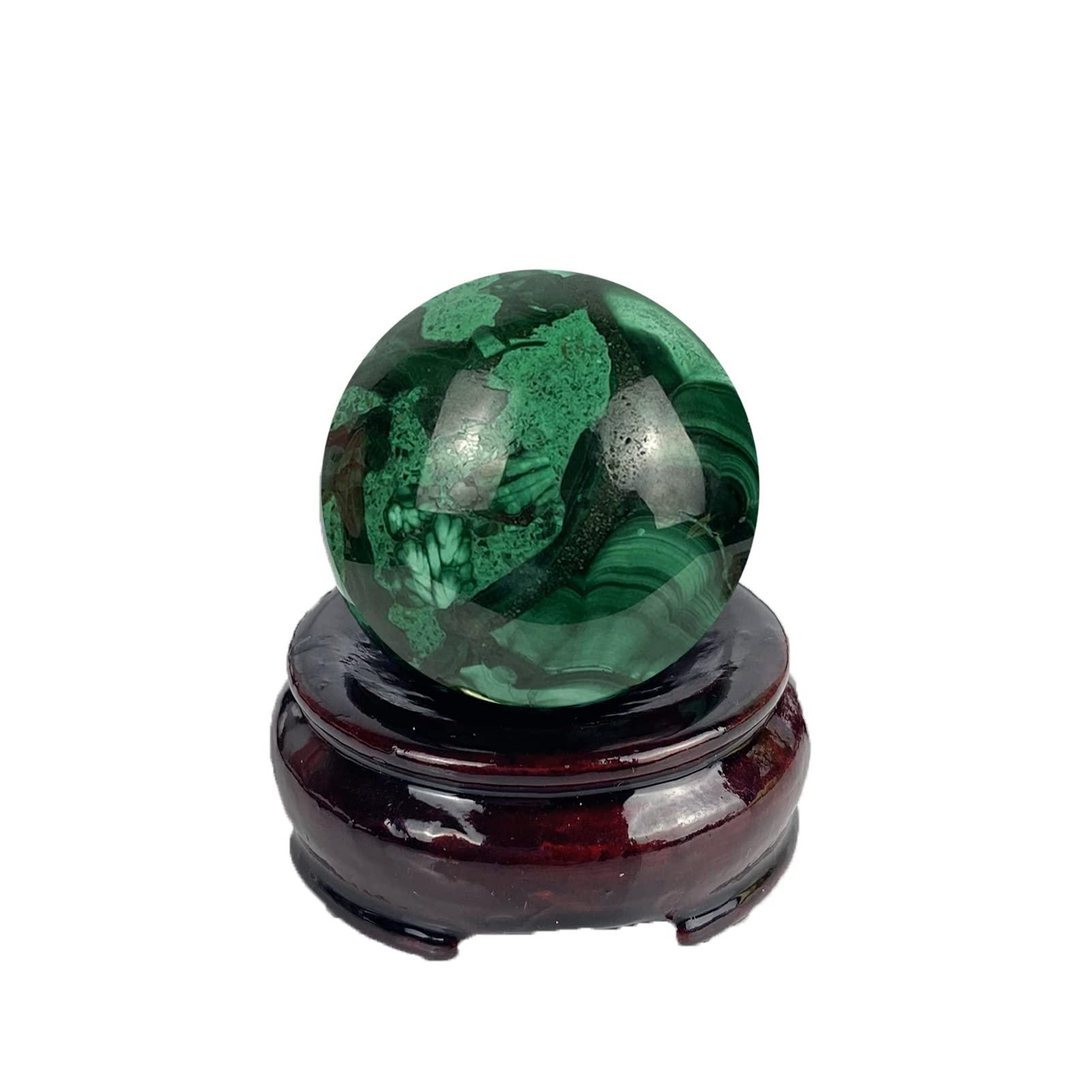 FOMNKKN Natural Malachite Ball Mineral Crystal Plus Base60-70mm