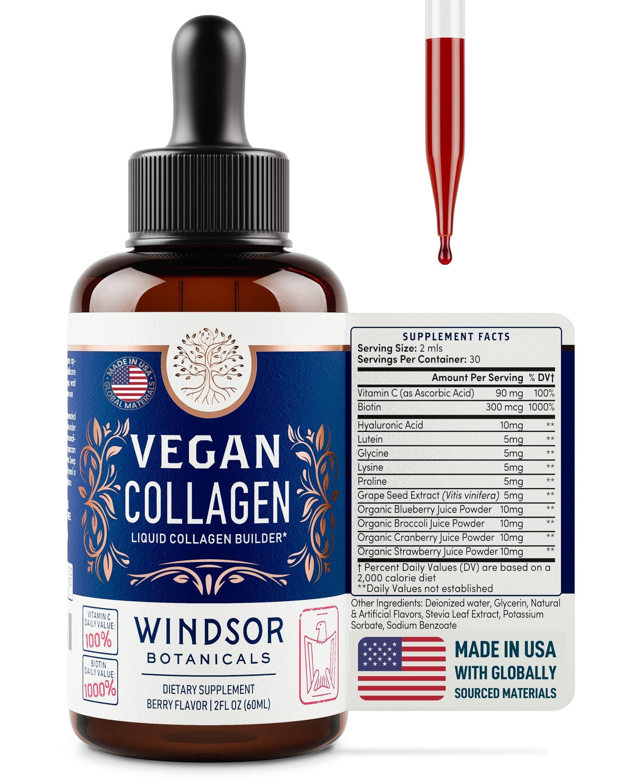 WINDSOR BOTANICALS Vegan Collagen Tablets and Vegan Collagen Builder Liquid - Enhanced Vegan Collagen Bundle