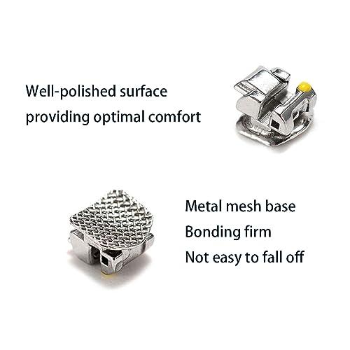 EASYTODENTA Dental Orthodontic Self-Ligating Metal Bracket Passive Dental Metal Braces with Open Tools Slot (MBT 022 345 with HOOKS)