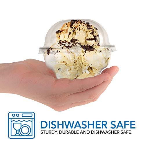 Stock Your Home Mini Clear Plastic Dessert Cups with Lids 5 oz (Set of 50) Small Disposable Parfait Cup, Dome Lid - No Hole, 5-Ounce Party Fruit Containers, Banana Pudding Bowl, Jello, Ice Cream, Desserts Container