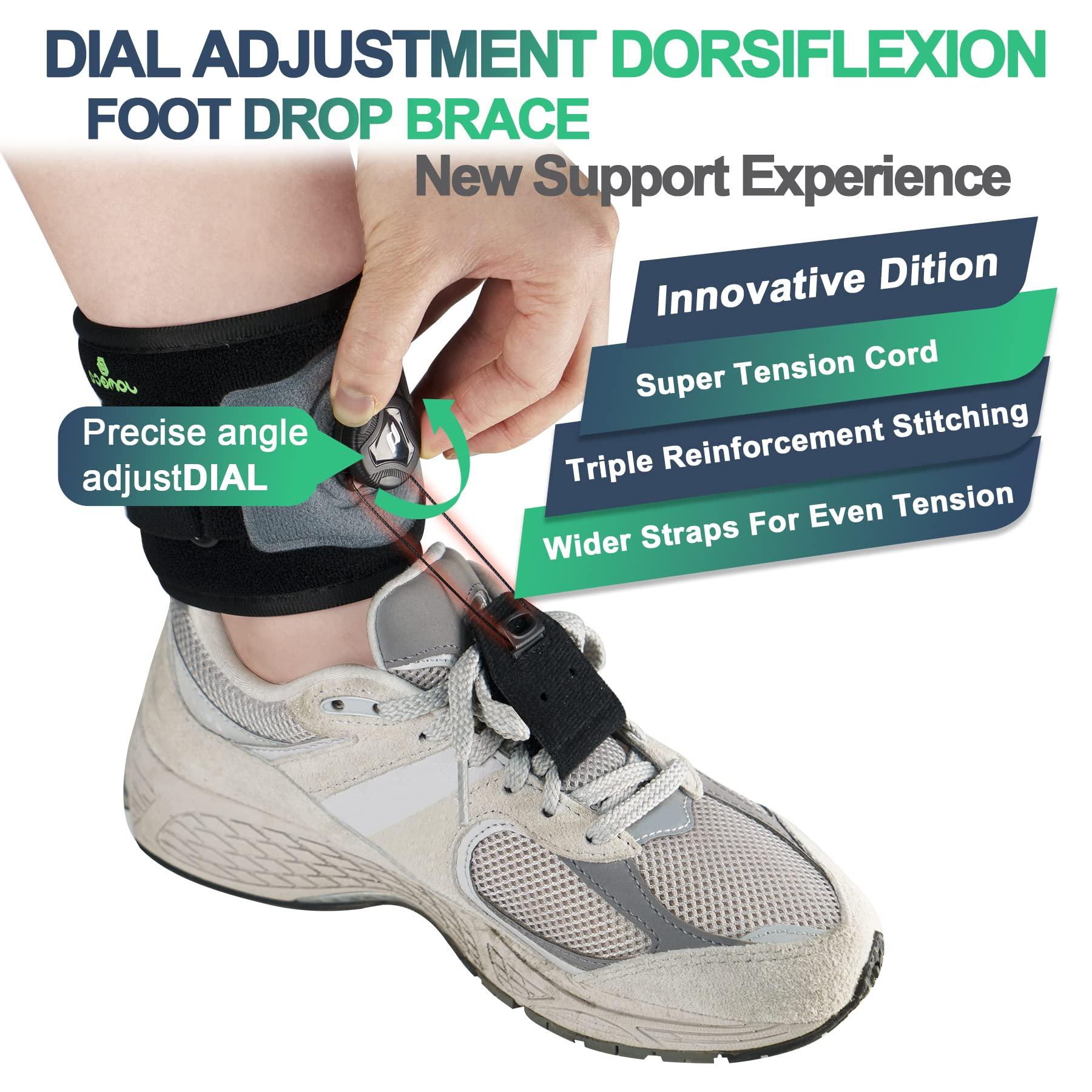 JOMECA JOMECA Drop Foot Brace with Reel-Adjust Dorsiflexion Drop Foot Support Lifting Up Foot Drop Brace for Walking with Shoes for Foot Drop Cause by ALS,MS,Stroke,Diabetic Neuropathy AFO Fit Women & Men