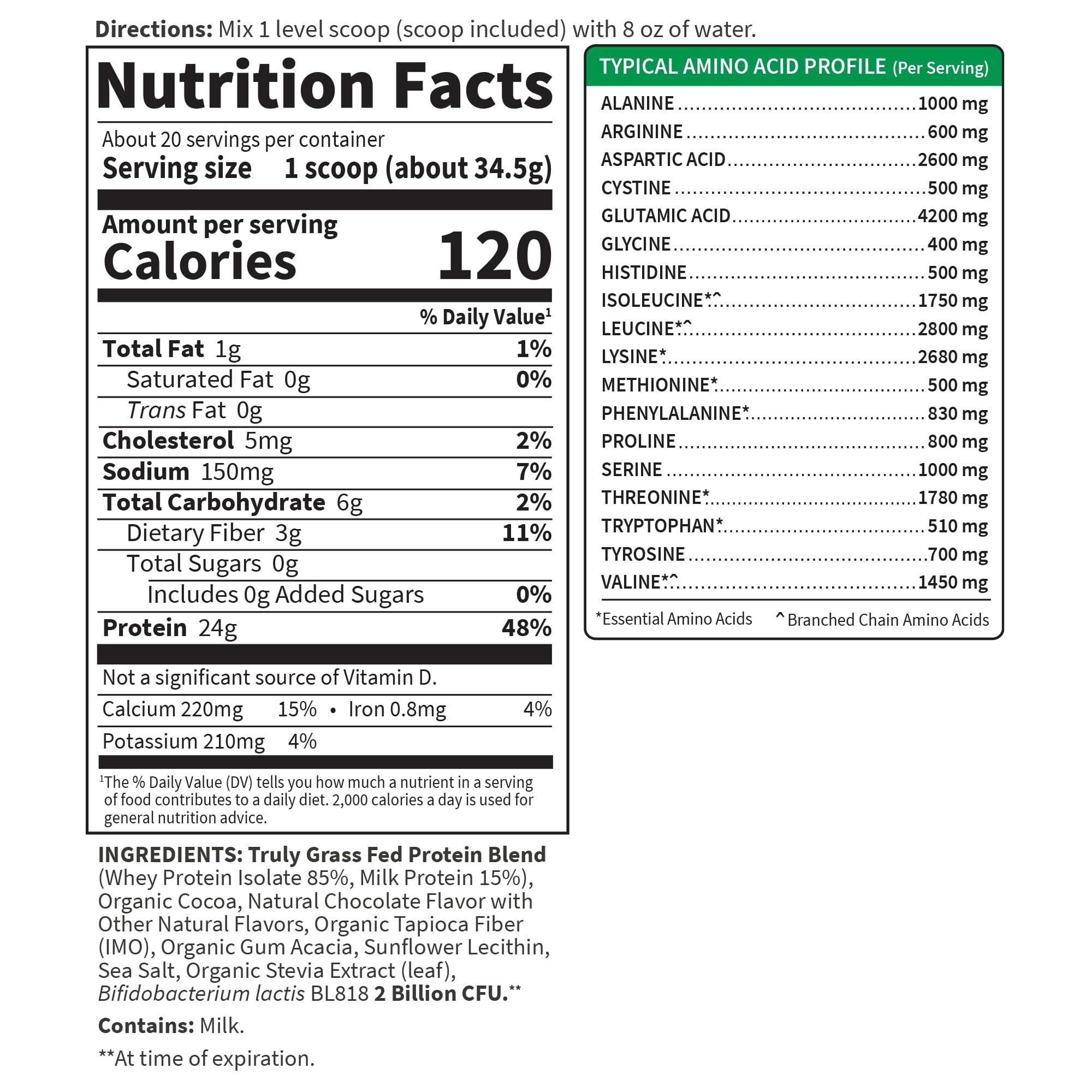 Garden of Life Garden of Life Sport Whey Protein Powder Chocolate, Premium Grass Fed Whey Protein Isolate Plus Probiotics for Immune System Health, 24g Protein, Non GMO, Gluten Free, Cold Processed - 20 Servings