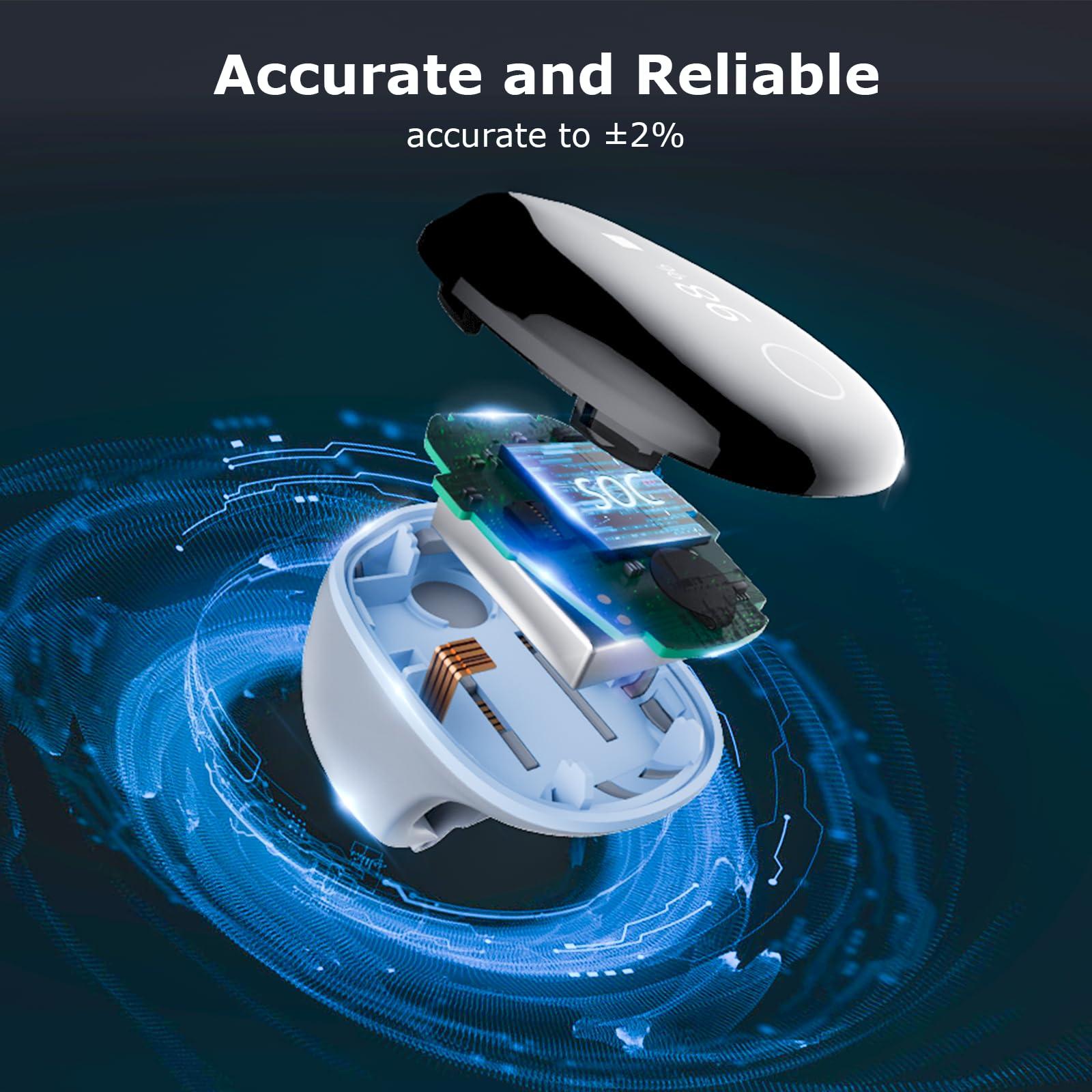 Wellue Wellue O2Ring Oxygen Monitor with Vibration Reminder - Bluetooth O2 Pulse Oximeter Rechargeable, Continuous Recording of SpO2 & PR, Blood Oxygen Saturation Tracker with Free APP & PC Reports