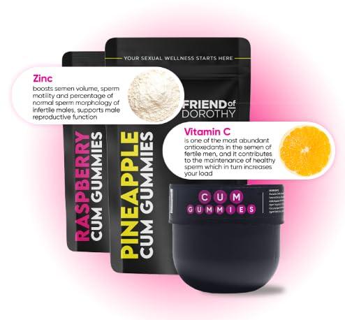 FRIEND OF DOROTHY FRIEND OF DOROTHY Raspberry C*M Gummies  Improves Sperm Volume and Load  Semen Volume Supplement  60 Capsules in tub - 100% Vegetarian