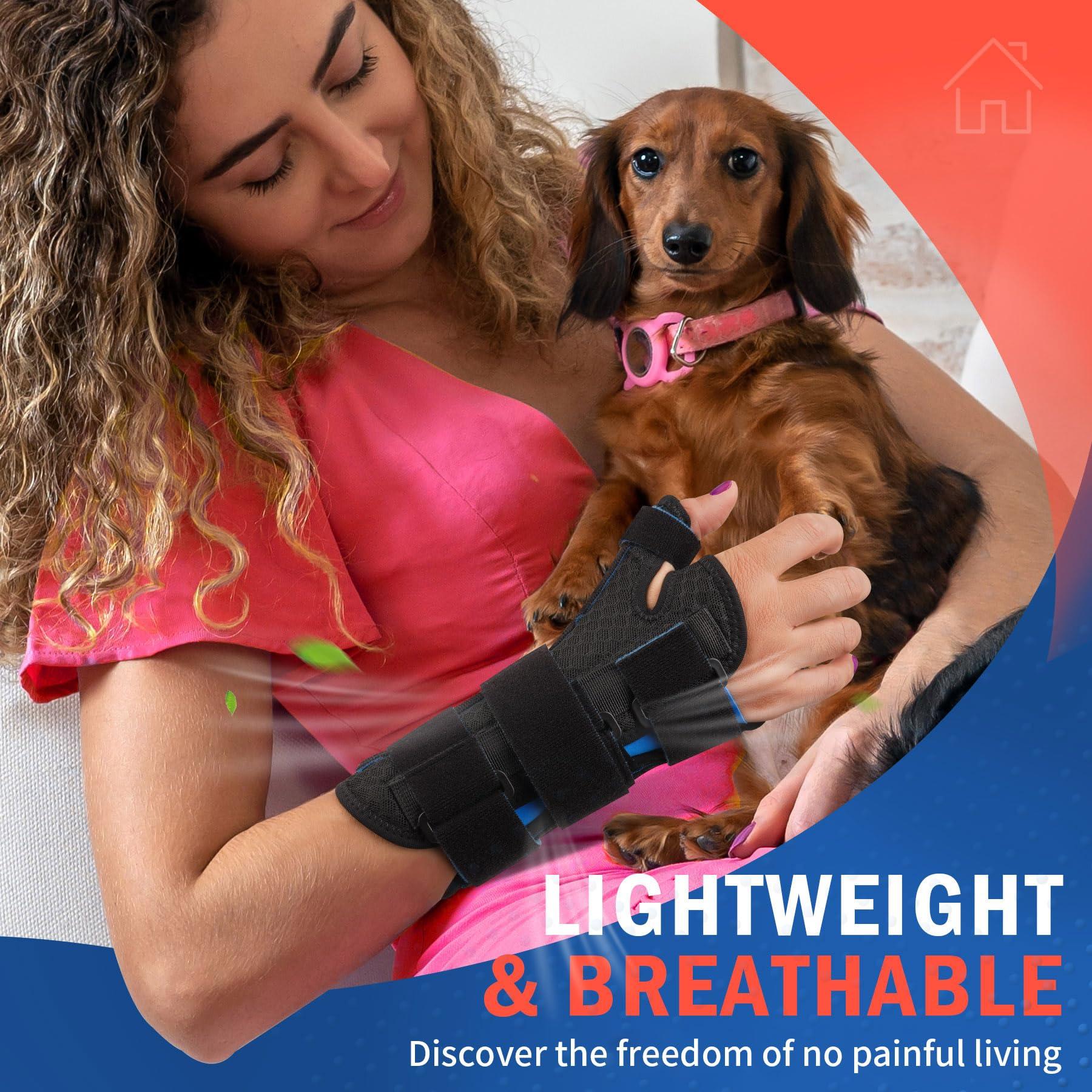 FEATOL FEATOL Carpal Tunnel Wrist Brace Night Support, Wrist and Thumb Brace for Dequervain\'s Tenosynovitis, Tendonitis, Arthritis, Thumb Spica Splint Left Hand-Medium/Large-Women and Men