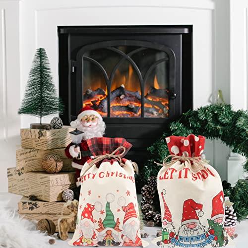 Gadpiparty Gadpiparty 2pcs Cartoon Bag Jewelry Bags Chrismas Bags Prensents Bag for Xmas Christmas Santa Pouches Burlap Bag Xmas Party Favor Bag Linen Sack Drawstring