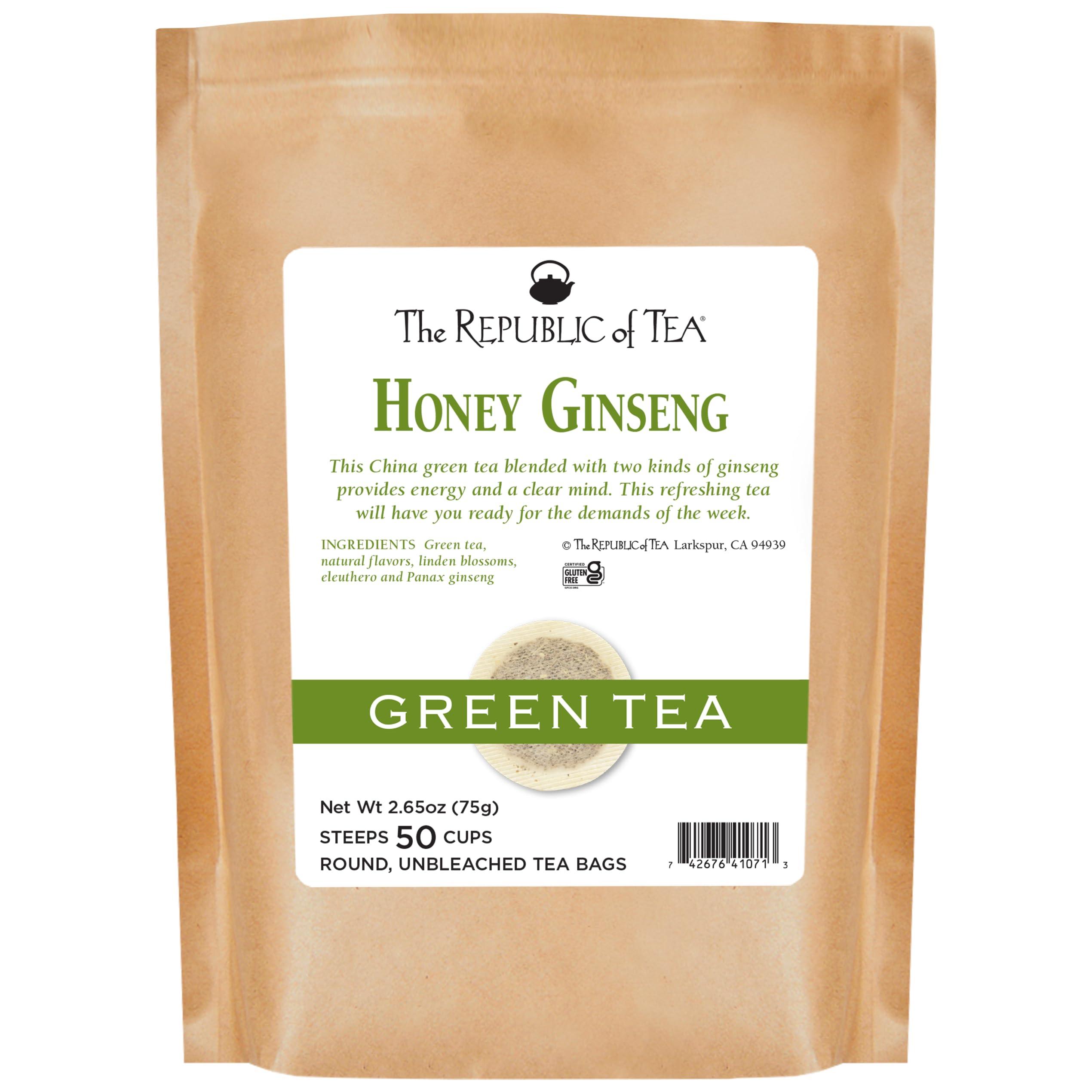 The Republic of Tea The Republic of Tea Honey Ginseng Green Tea, 50 Tea Bags, Relaxing Chinese Green Tea Gourmet Blend