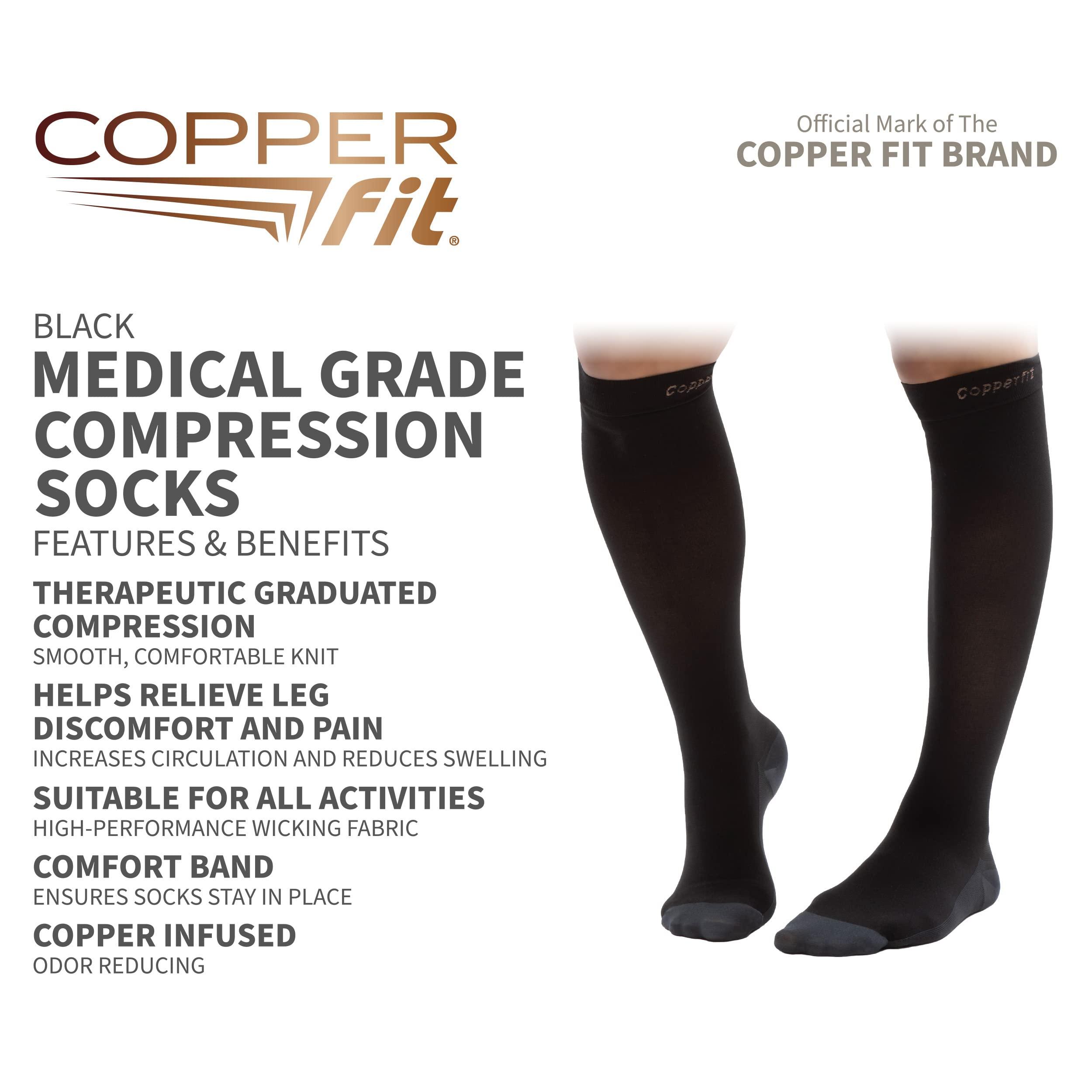 Copper Fit Copper Fit Unisex Medical Grade Compression Socks, Black, Medium