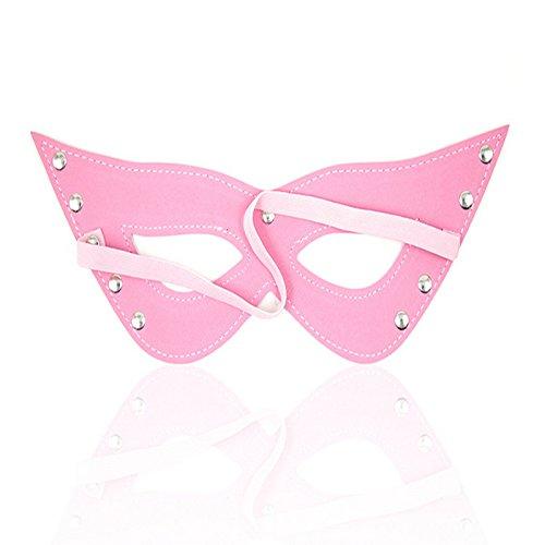 JIAHAO JIAHAO Blinder Soft Padded PU Leather Blindfold Eye Cover Sleep Flirting cat face mask (Pink)