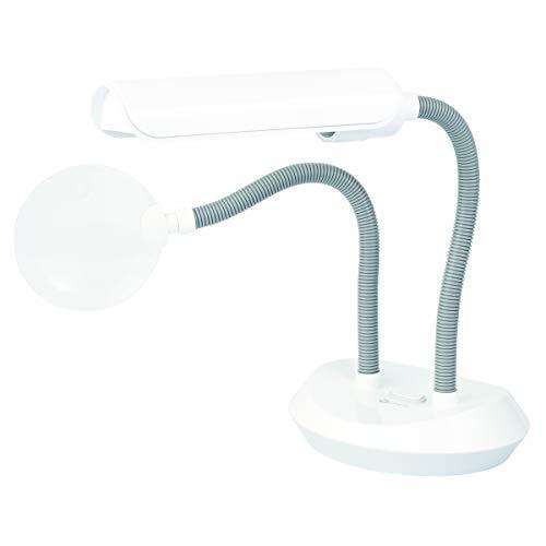 OttLite OttLite Duoflex Magnifier Lamp, 13 Watt, White – 2X Optical Grade Magnification, 5X Spot Magnifier, Flexible Neck Height, Modern Design, for Needlework & Crafting
