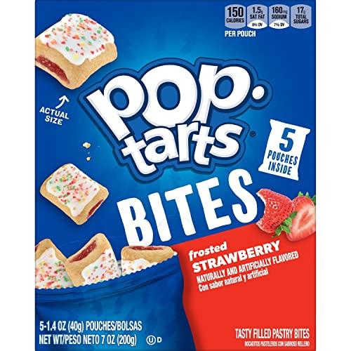 Pop-Tarts Pop-Tarts Baked Pastry Bites, Kids Snacks, School Lunch, Frosted Strawberry, 7oz Box (5 Bags)