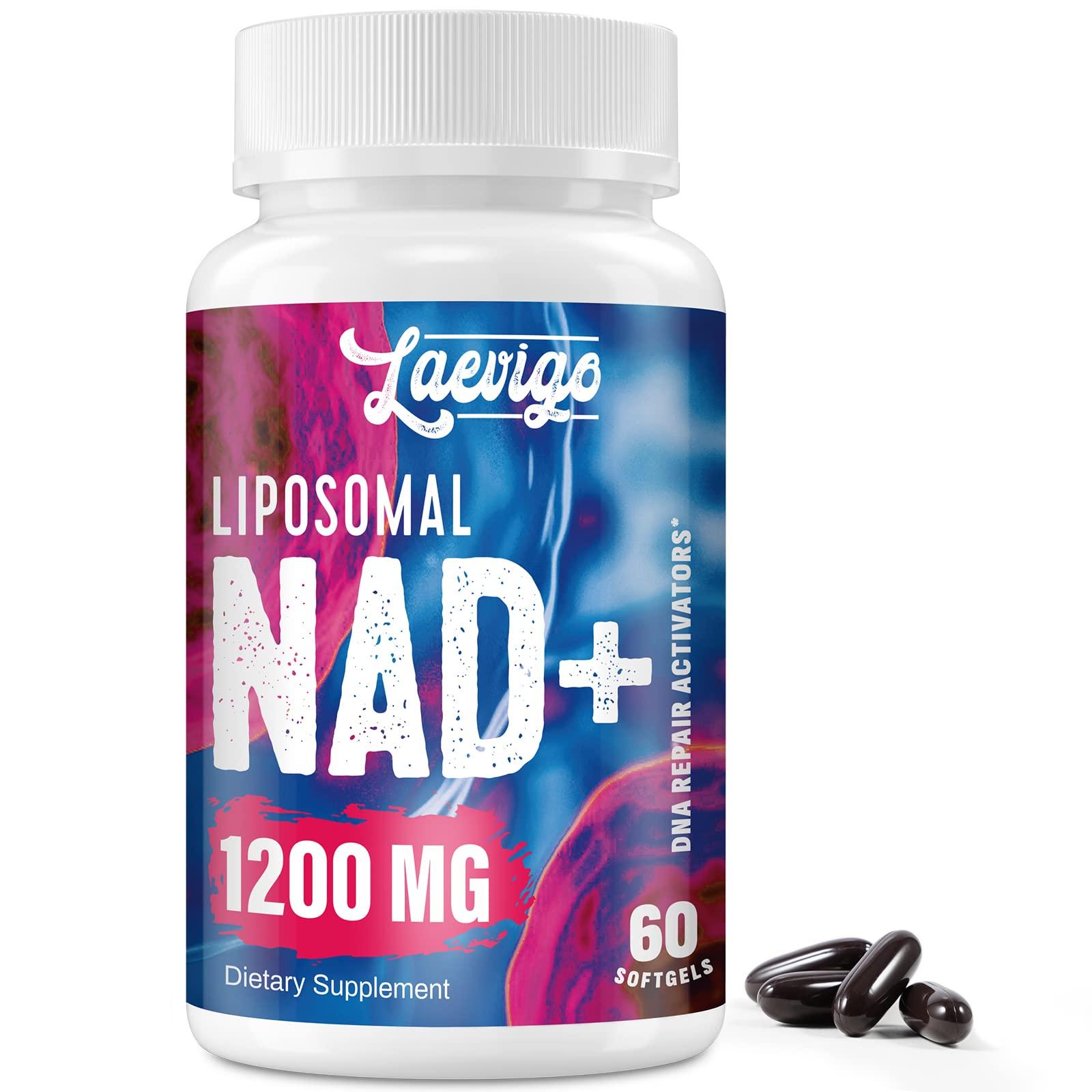 Laevigo 1200mg Liposomal NAD+ Supplement, Ultra Purity Actual NAD Supplement, Enhanced Absorption, Boosting NAD+, Age Defense, Energy, Metabolic Repair, Optimal NAD Supplement, 60 Softgels