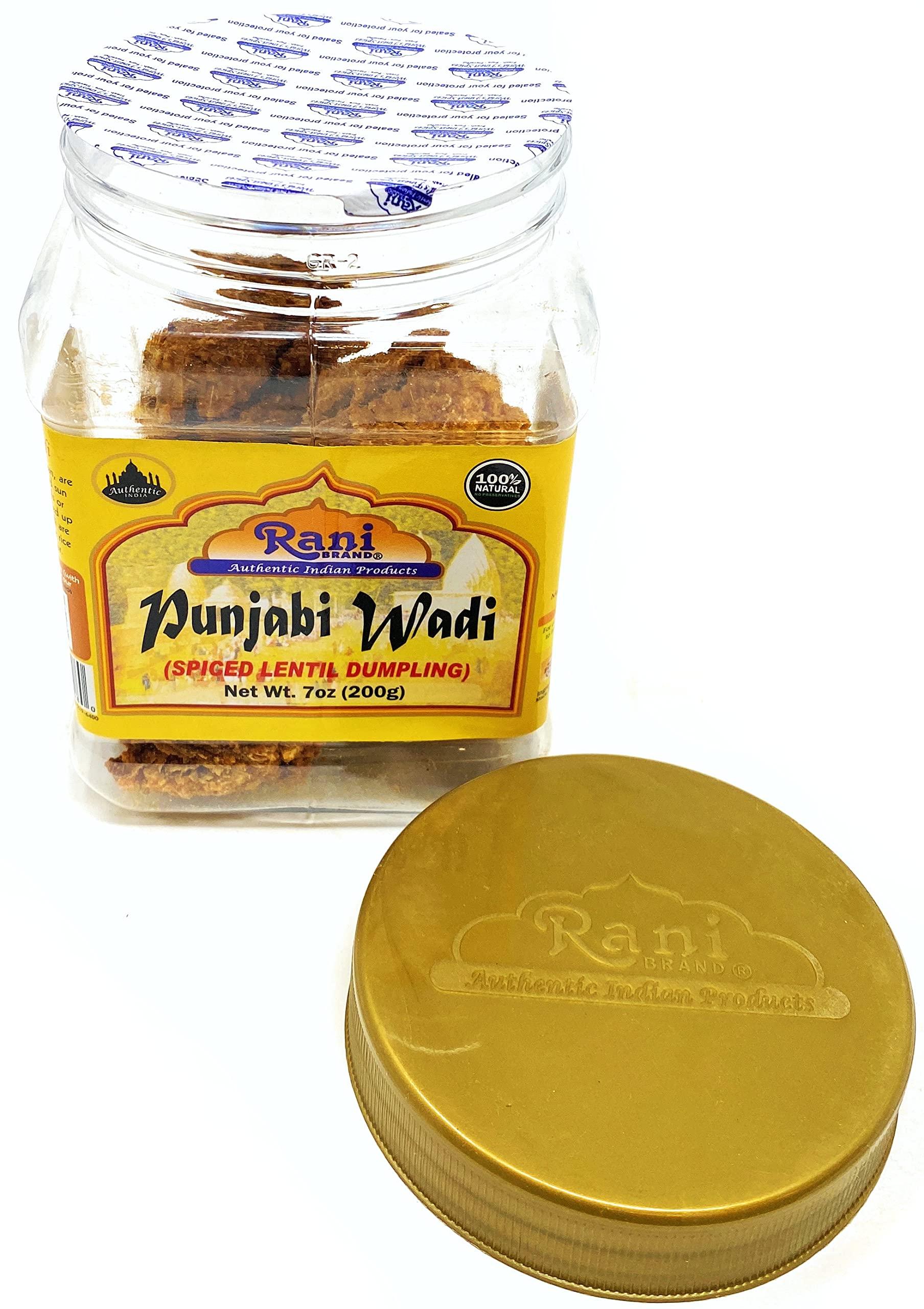 Rani Brand Authentic Indian Products Rani Punjabi Wadi (Vadi) Lentil Spiced Flour Balls 7oz (200g) PET Jar ~ High Protein, All Natural | Vegan | No Colors | Indian Origin