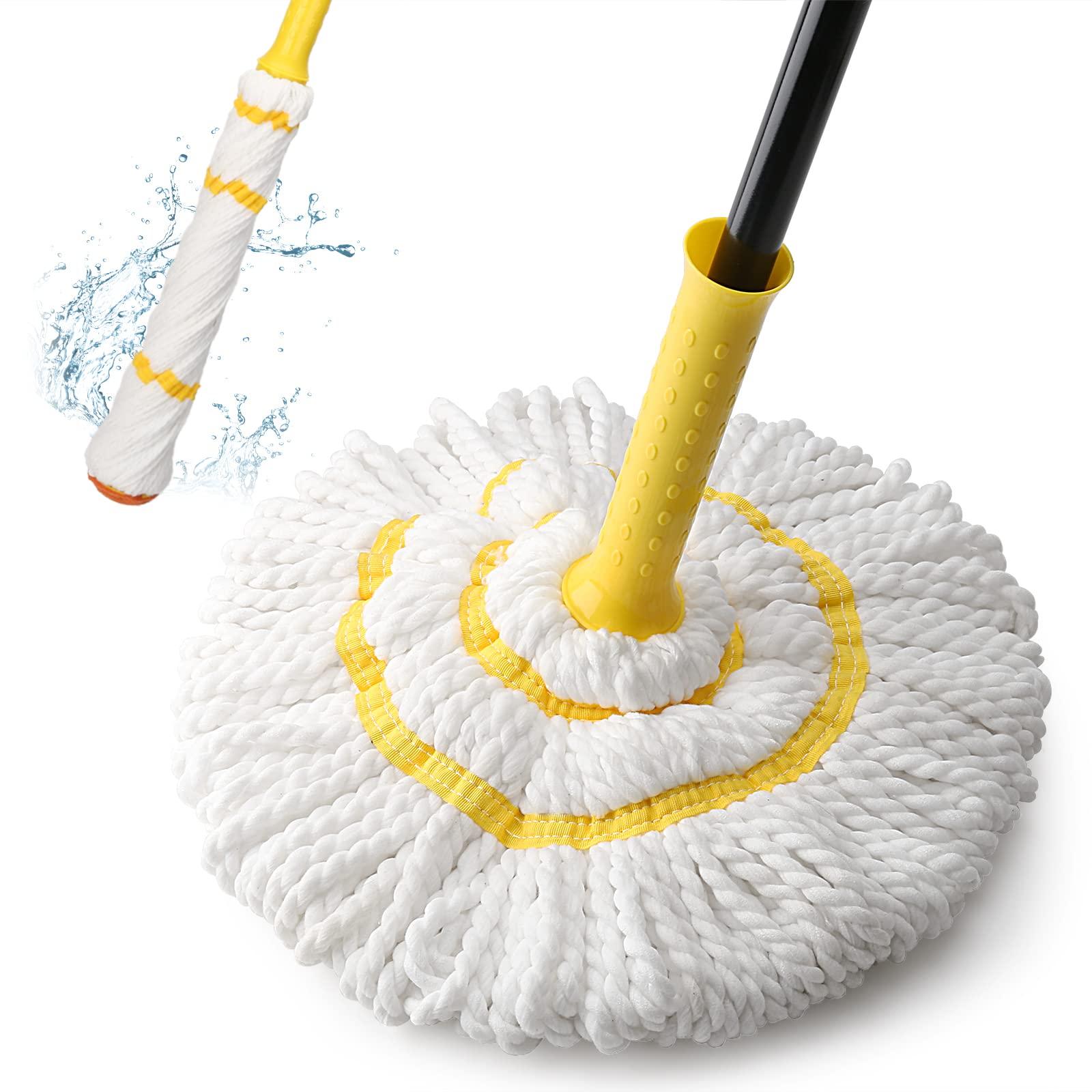 KeFanta Self-Wringing Twist Mop for Floor Cleaning, Long Handled Microfiber Floor Mop with Top Scouring Pad for Kitchen, Hardwood, Restaurant, Bathroom, Garages, Warehouses, Office, 57-inch