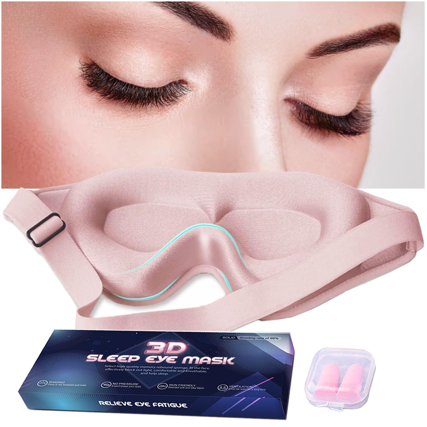 XUFAC 3D Eye Mask for Lash Extensions, Lash Sleeping Mask Eyelash Protector for Women, Light Blocking Deep Contoured Eye Covers for Sleeping with No Pressure Cup & Adjustable Strap for Sleep Yoga Travel