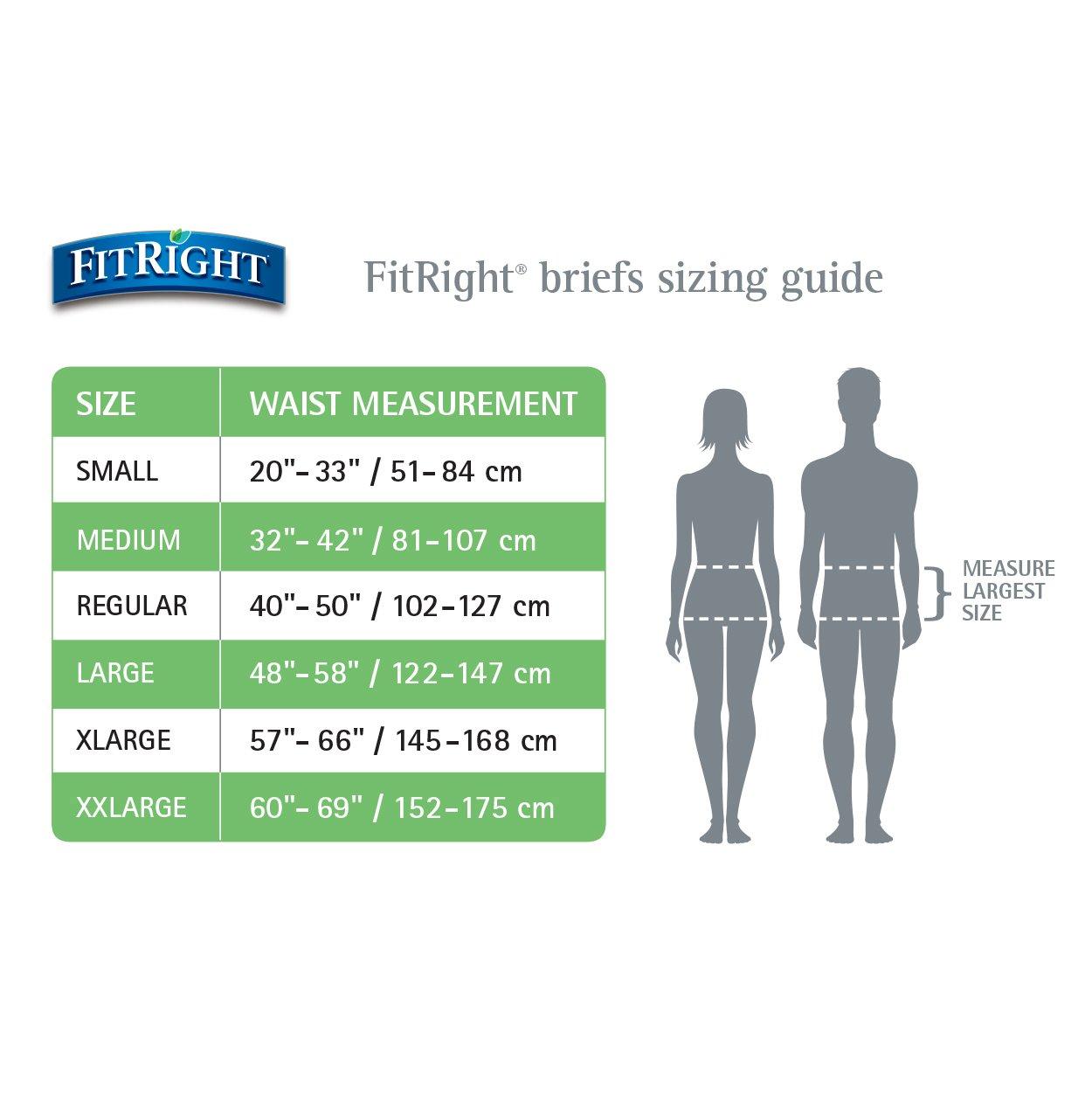 Medline FitRight OptiFit Extra Adult Briefs, Incontinence Diapers with Tabs, Moderate Absorbency, 2XL, 60 to 70\", 20 Count (Pack of 2)