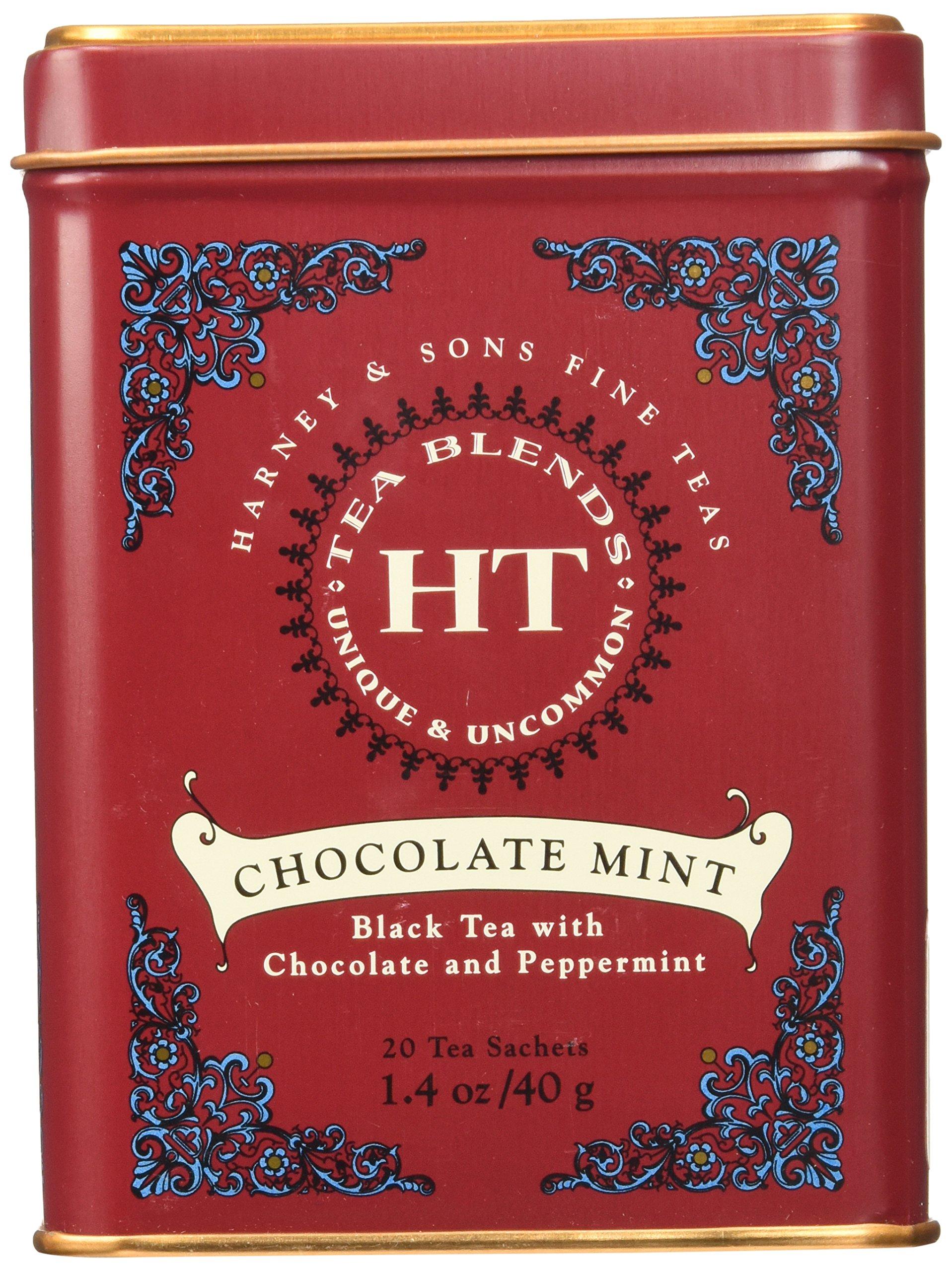 Harney & Sons Harney and Sons Chocolate Mint, Flavored Black Tea - 20 Sachets per Tin (Pack of 2)