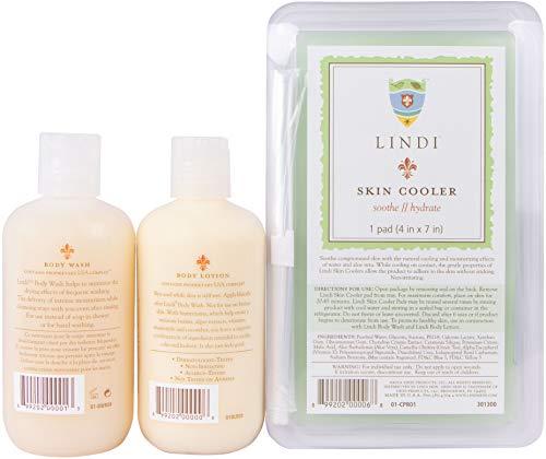 Lindi Skin LINDI SKIN Soothing Body Treatment Trio - Includes Body Wash, Body Lotion, and Cooler Pad - Relieves Painful Effects of Radiation Burn - Dermatologist & Allergy Tested Skin Care Products