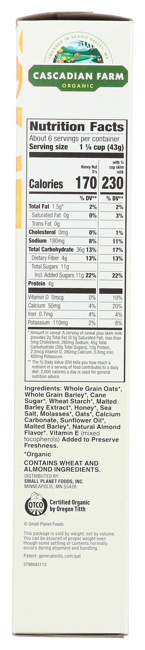 Cascadian Farm Cascadian Farm Organic Honey Nut O\'s - Cereal de nueces y miel, 9.5 onzas