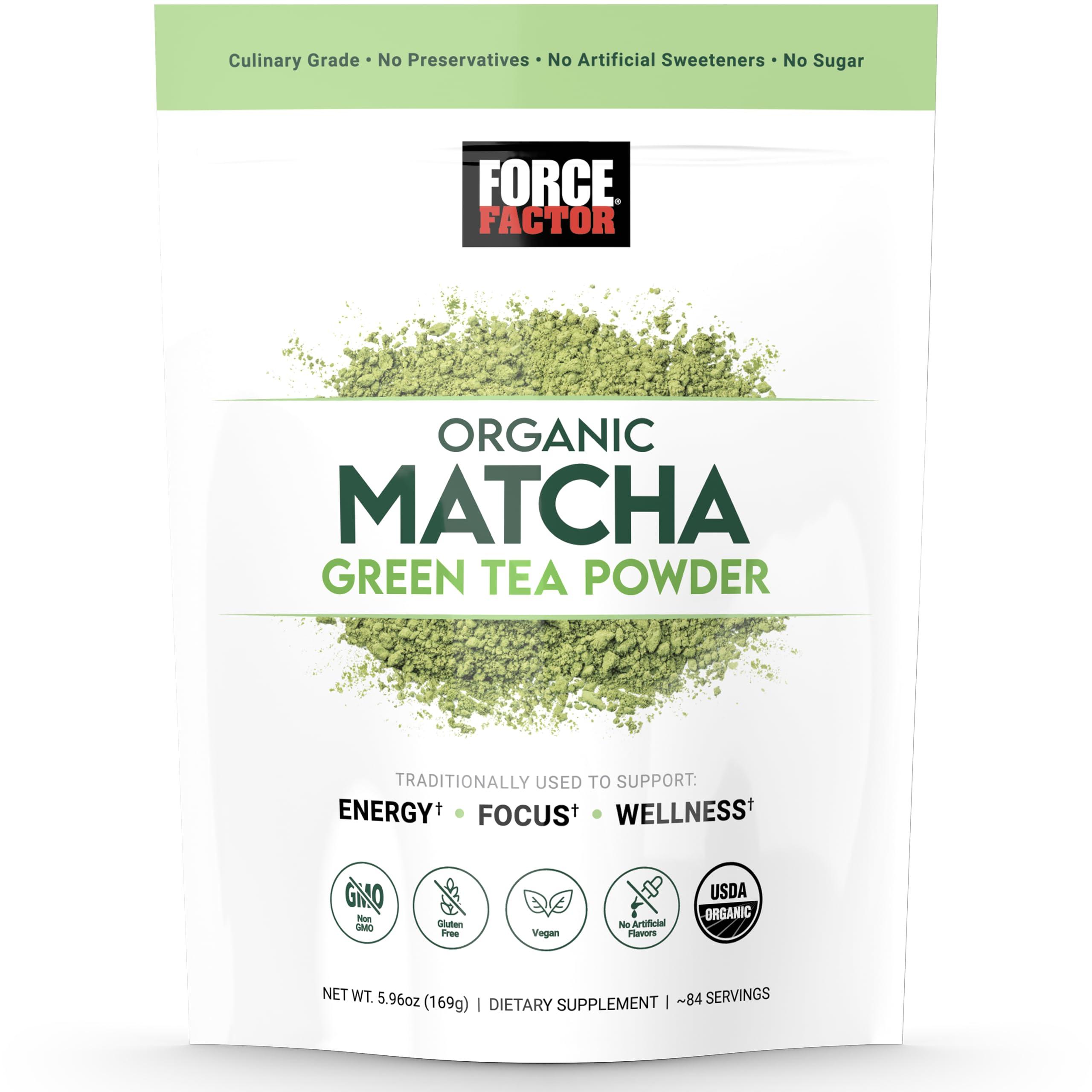 Force Factor FORCE FACTOR Organic Matcha Green Tea Powder for Energy, Focus, and Daily Wellness, Culinary Grade, USDA-Certified Organic, Rich and Delicious Flavor 169g, 84 Servings