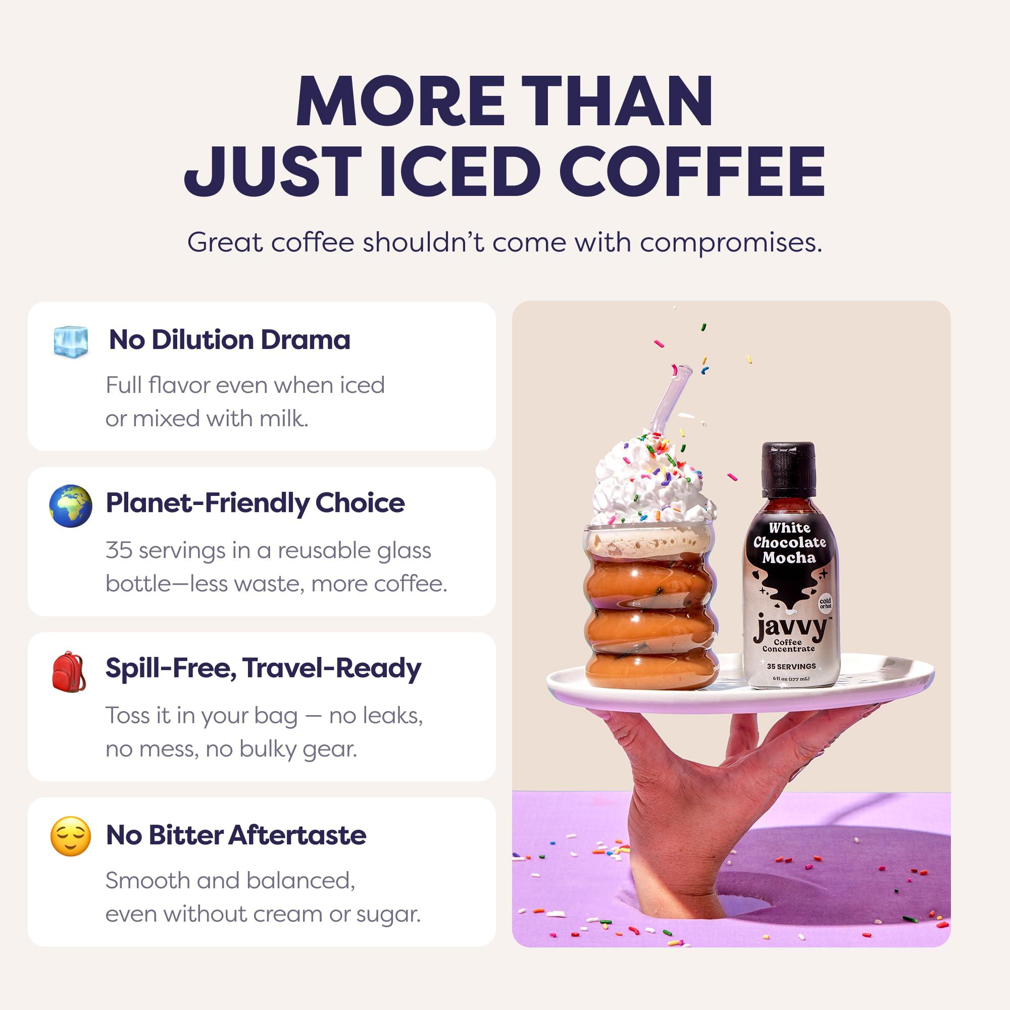 Javy Coffee Javy Coffee Concentrate - Cold Brew Coffee, Perfect for Instant Iced Coffee, Cold Brewed Coffee and Hot Coffee, 35 Servings - White Chocolate Mocha