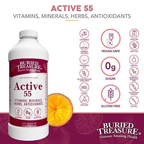 Buried Treasure Buried Treasure Active 55 Plus - 32 serv, Liquid Multivitamin for Seniors, Vegan, Sugar-Free, Natural Immune Support, Vitamins & Super-Foods Blend