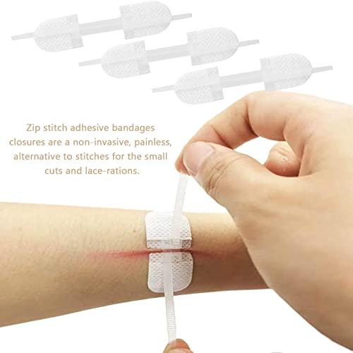 Mediss Emergency Wound Closures Adhesive Bandages, Zip Stitch Stickers for Camping, Survival & Household Gear, 3 Pcs (45*10mm, White)