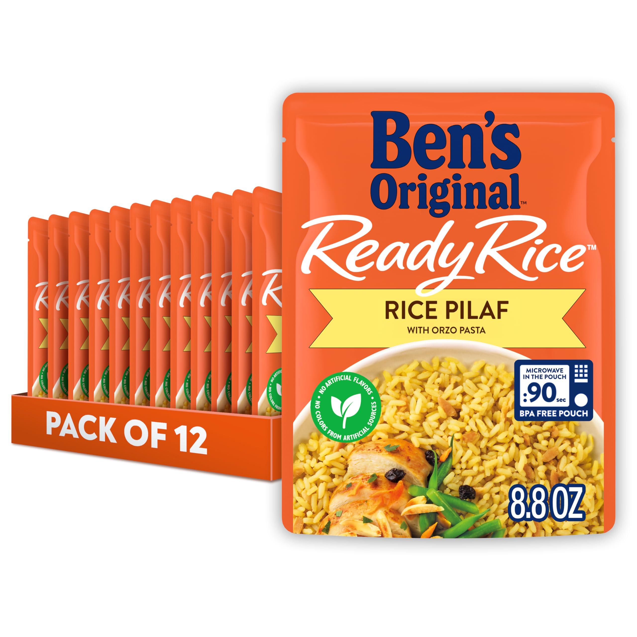 BEN'S ORIGINAL BEN'S ORIGINAL Ready Rice Rice Pilaf Flavored Rice, Easy Dinner Side, 8.8 oz Pouch (Pack of 12)