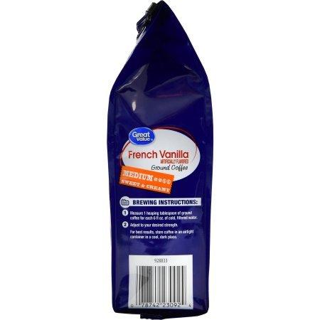 Great Value Great Value French Vanilla Medium Roasted Ground Coffee, 12 oz (Pack of 1)