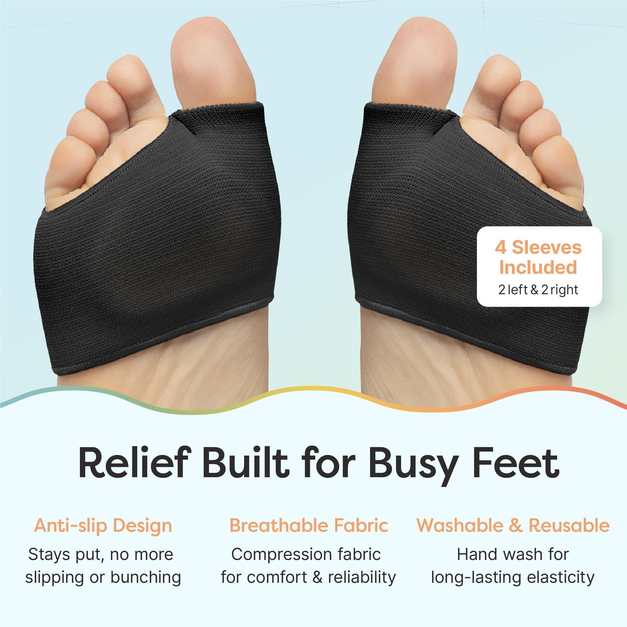 ZenToes ZenToes Metatarsal Pads for Men and Women - Ball of Foot Pain Relief Cushions for Sesamoiditis, Metatarsalgia, Morton's Neuroma - 2 Pairs Fabric Sleeves with Gel Inserts (Small, Black)