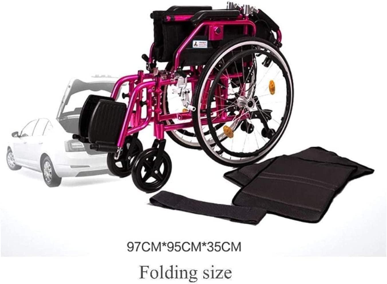 YUSIWOAL Lightweight Wheelchair Elderly Wheelchair Folding Lightweight Manual Self Propelled Wheelchair Portable Medical Magnesium Alloy Sport Wheelchair for Seniors and Adults Mobility Aids