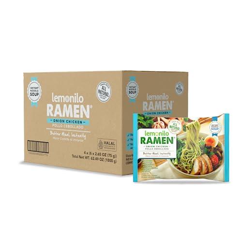 Lemonilo Lemonilo Ramen - Onion Chicken Soup - Healthy Instant Ramen - Oven Baked Noodles - Made with All-Natural Ingredients - Quick Meal Kit (2.65 Oz) - Pack of 24