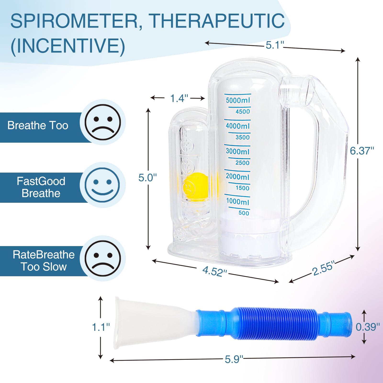 KSWEGKC Incentive Spirometer-Incentive Spirometer Adult Breathing Exercise Device for Lungs,Deep Breathing Trainer for Children and Adults,5000ml Capacity Measurement with Flow Indicator